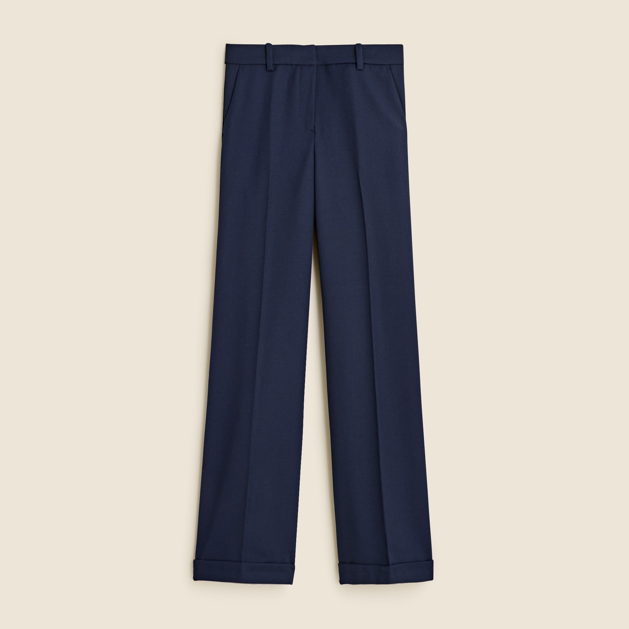 womens Cuffed wide-leg trouser pant in wool blend