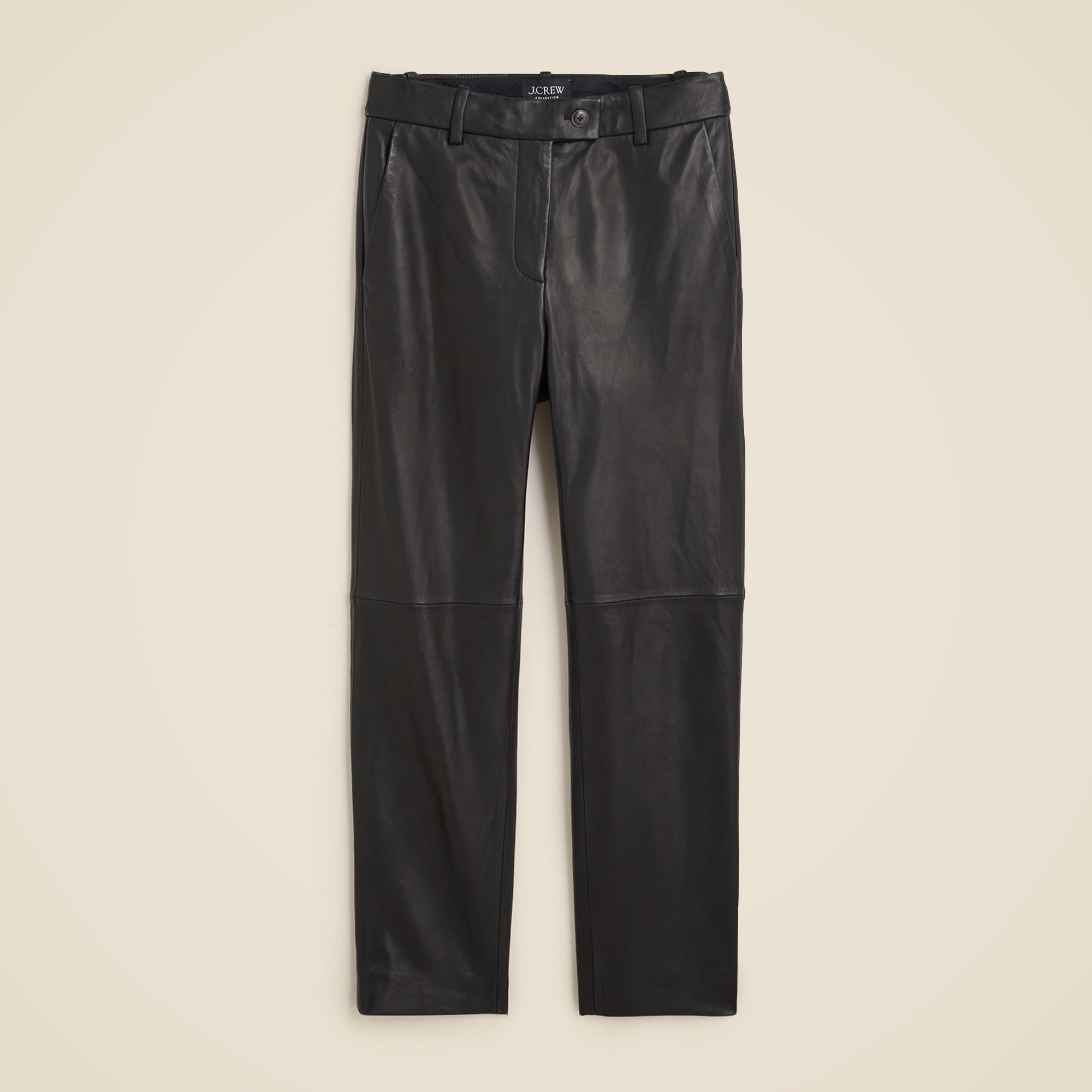 womens Collection cropped straight-leg pant in leather