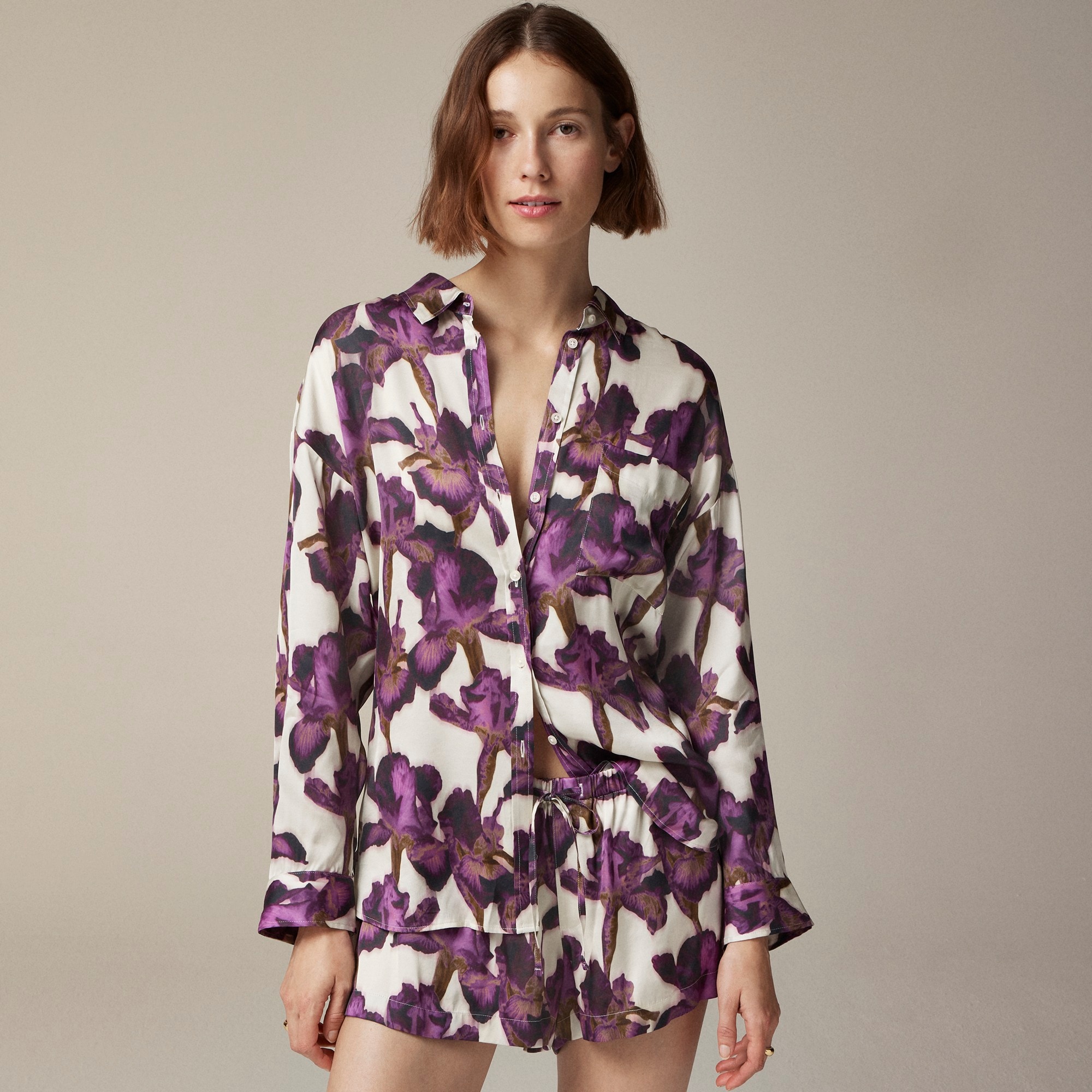 womens Soft shine pajama short set in iris floral