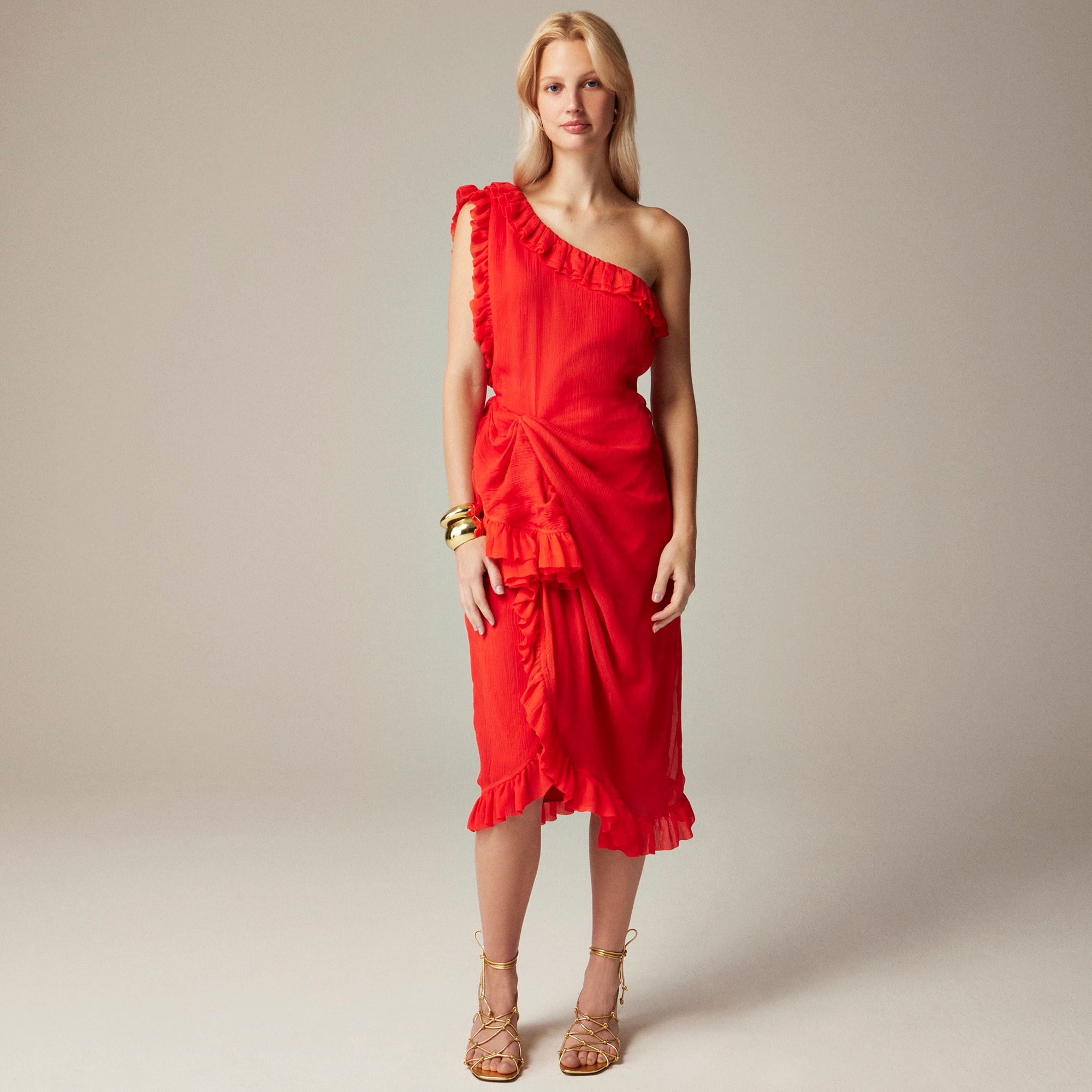 womens Collection one-shoulder dress in crinkle chiffon