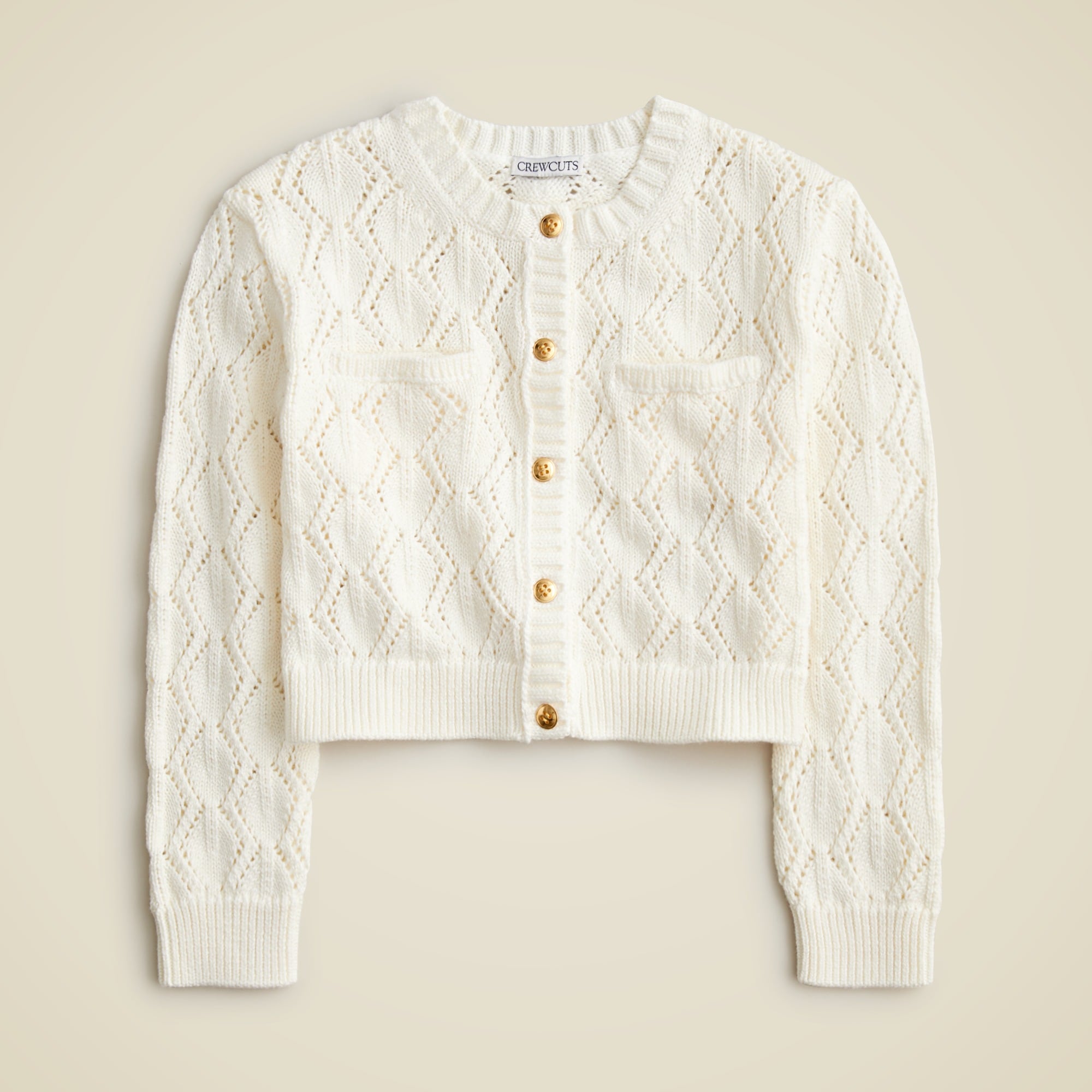 girls Girls' crochet cardigan sweater in cotton