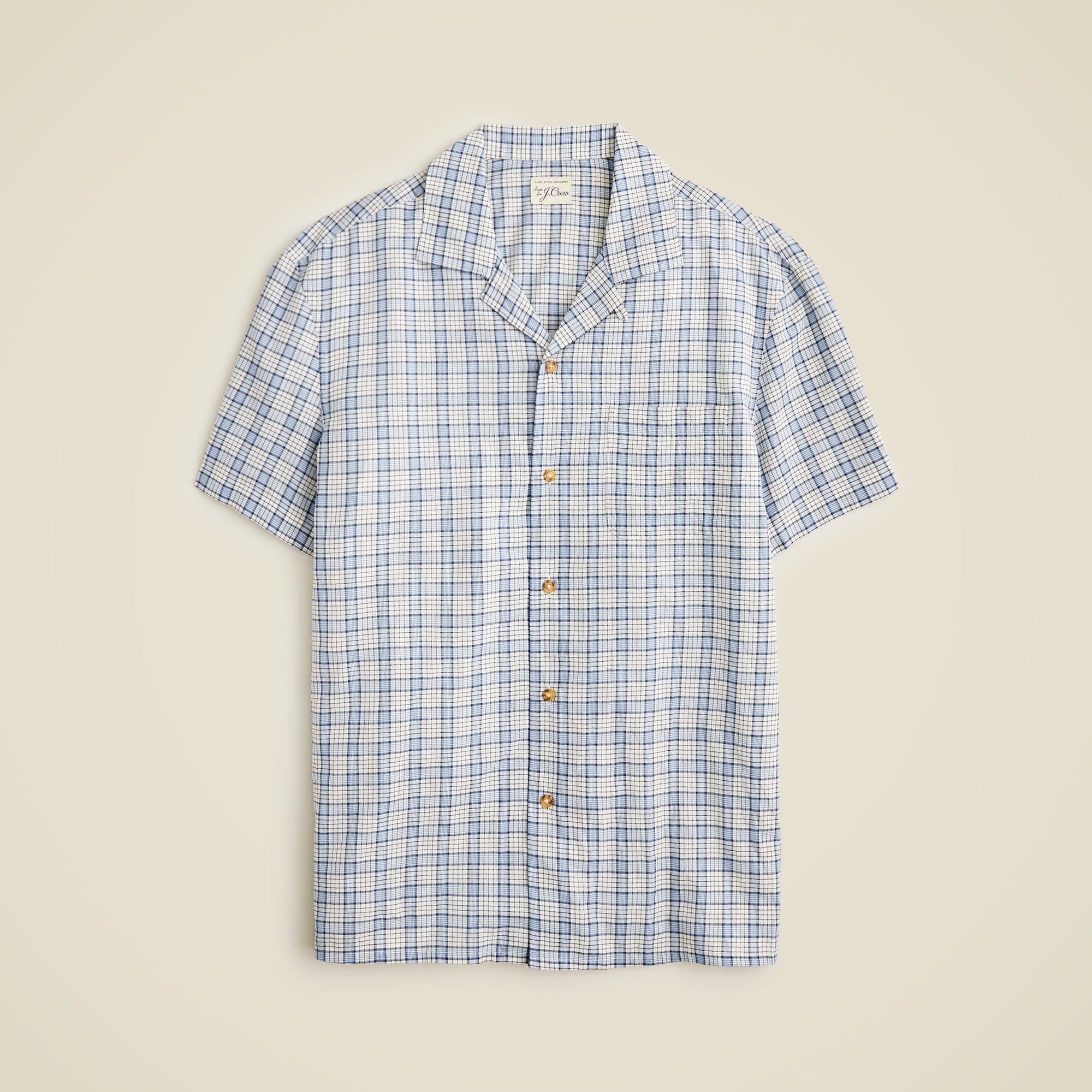  Short-sleeve cotton gauze camp-collar shirt