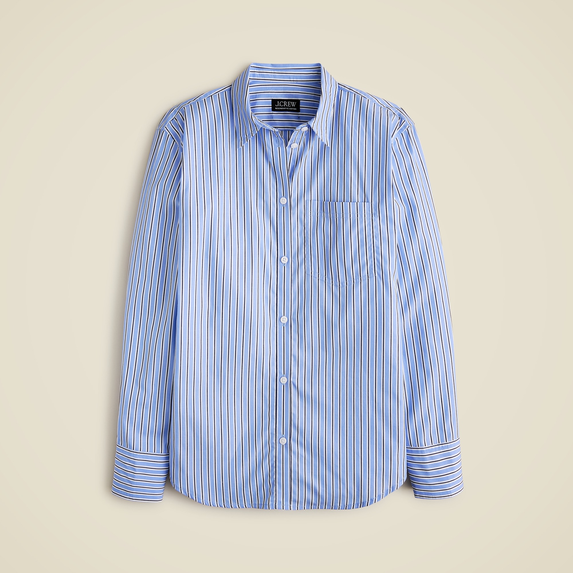 womens Gar&ccedil;on shirt in striped cotton poplin