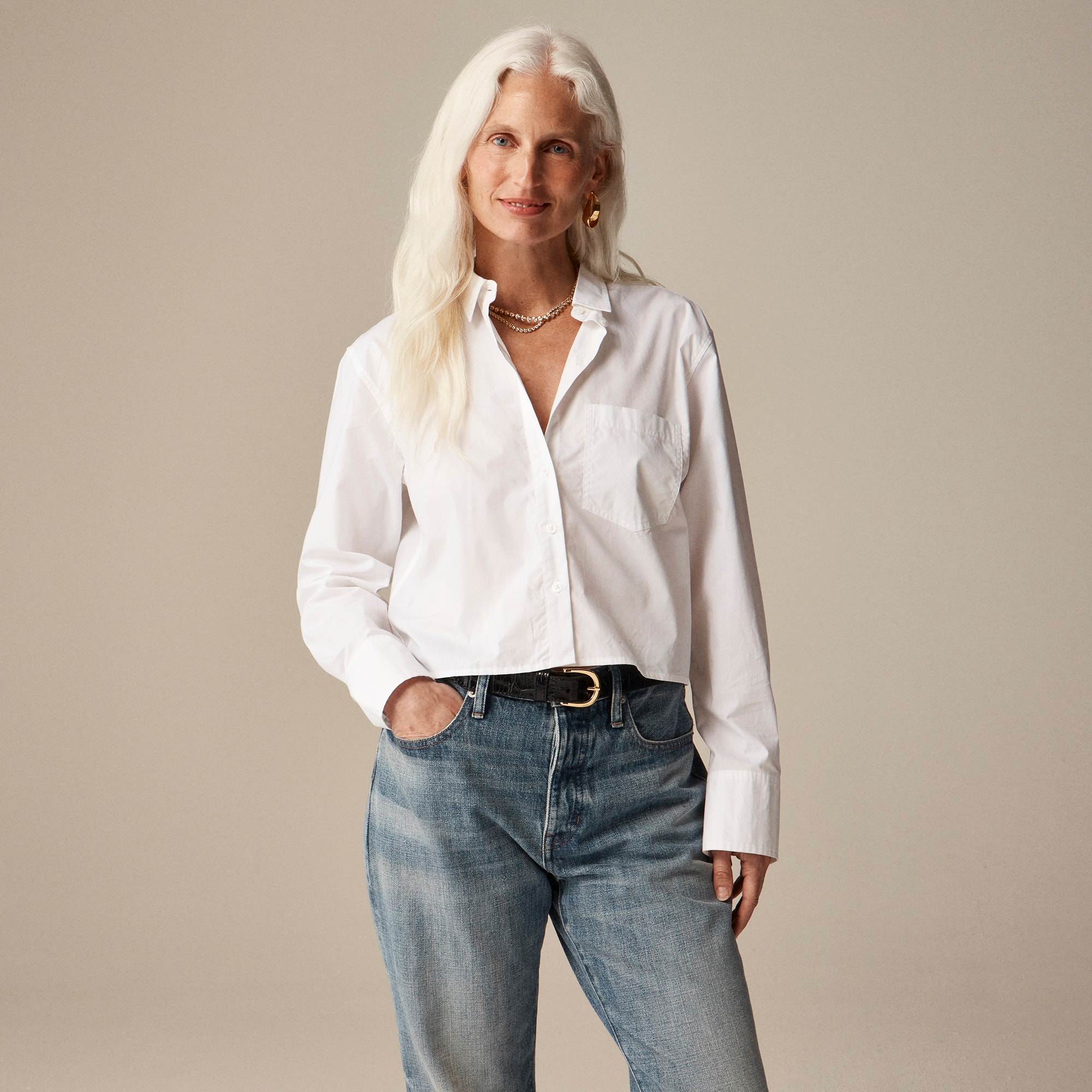 womens Cropped button-up shirt