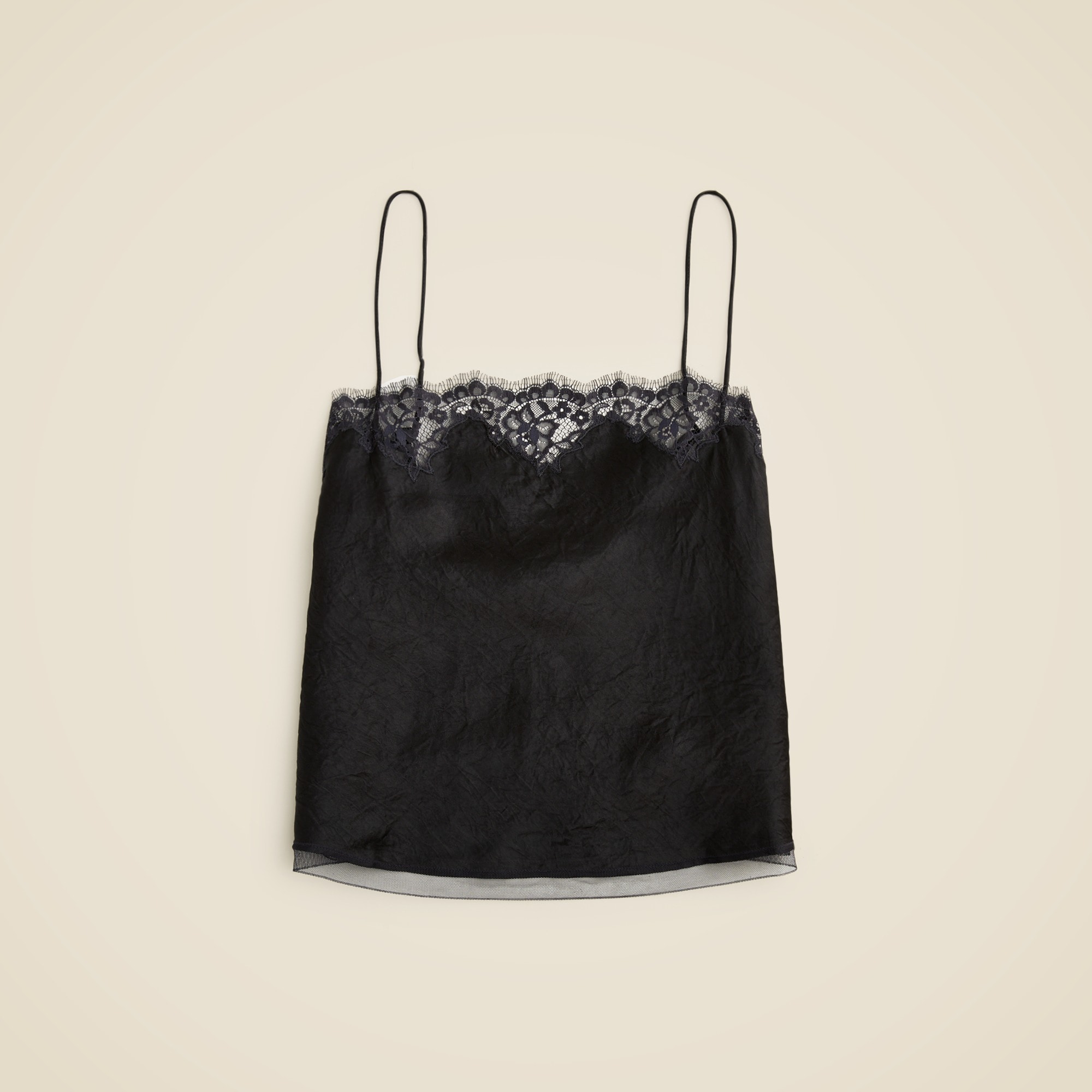 womens Lace-trim camisole top in textured satin