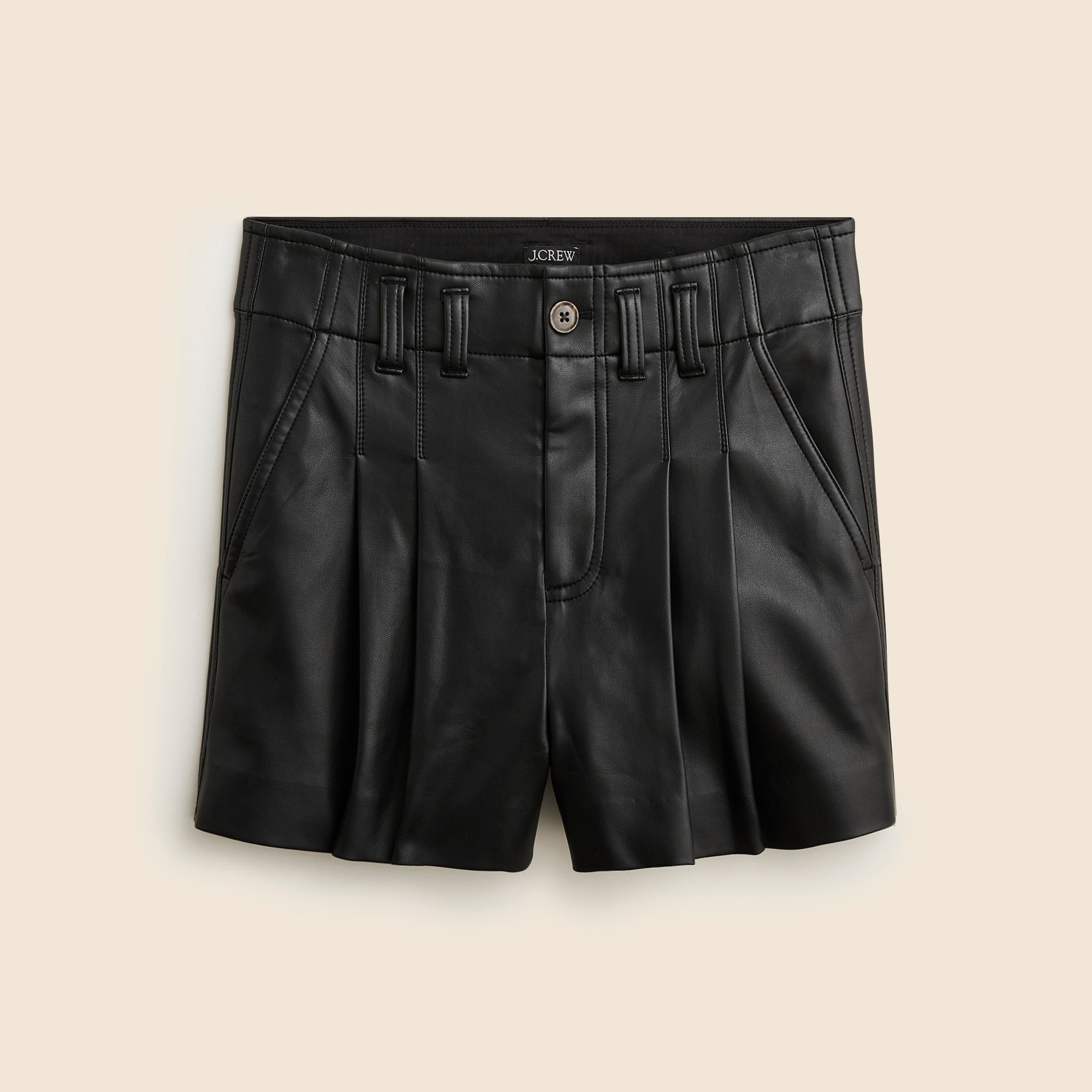 womens Pleated trouser short in faux leather