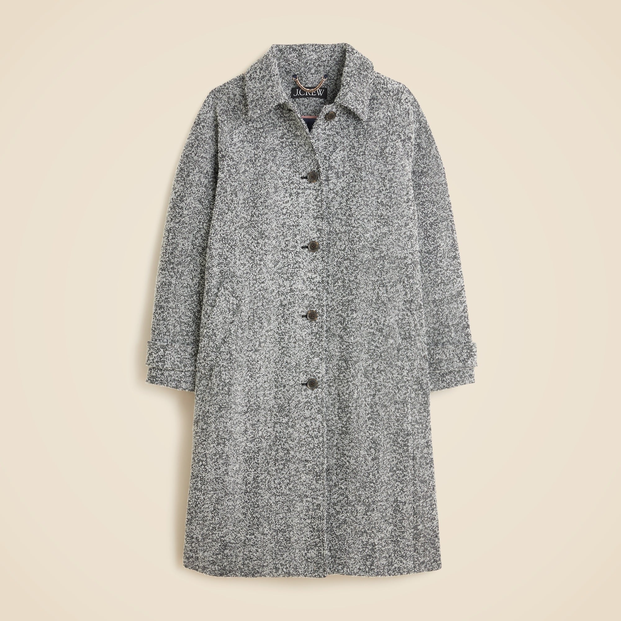 womens Relaxed topcoat in Italian flecked herringbone