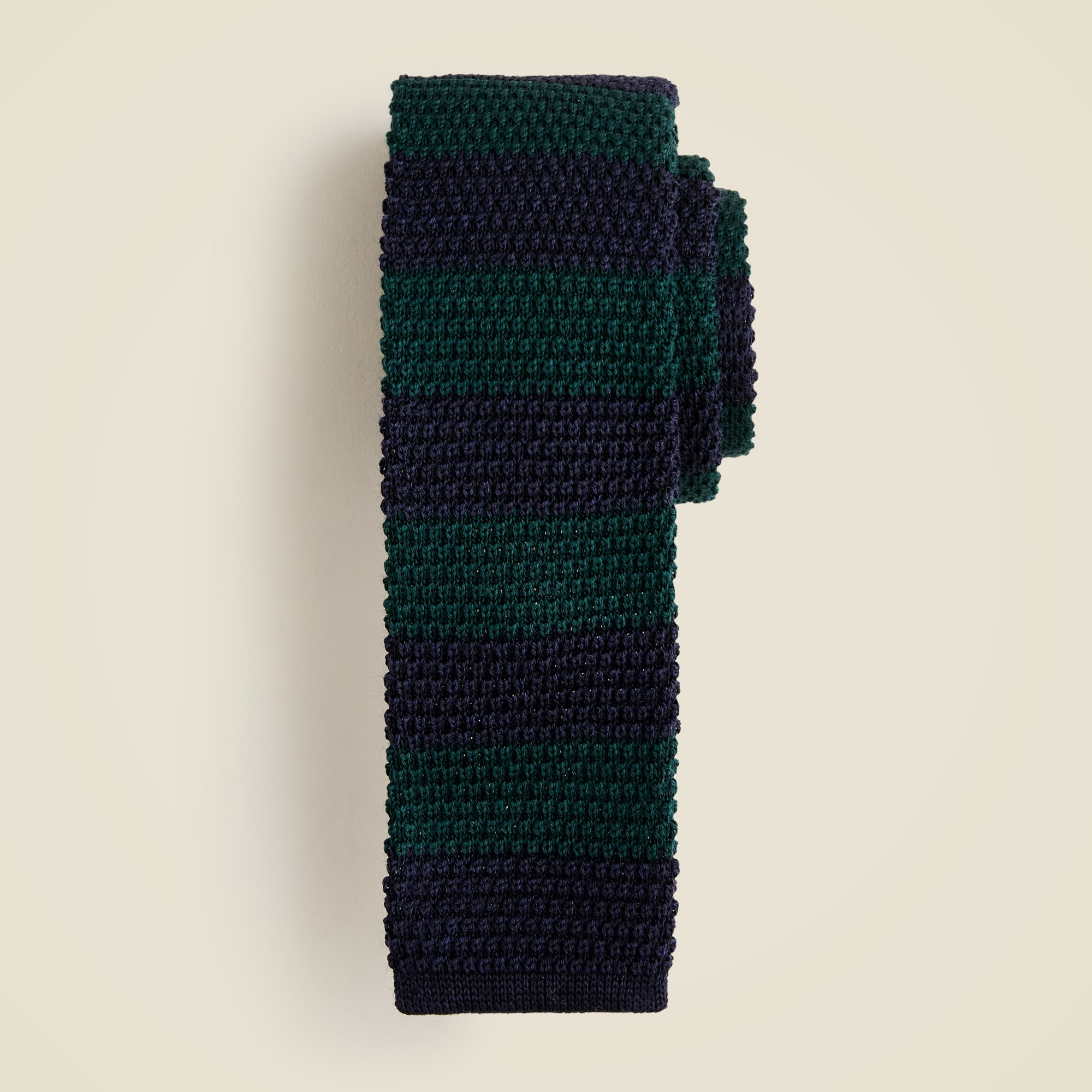 mens Italian wool knit tie in rugby stripe