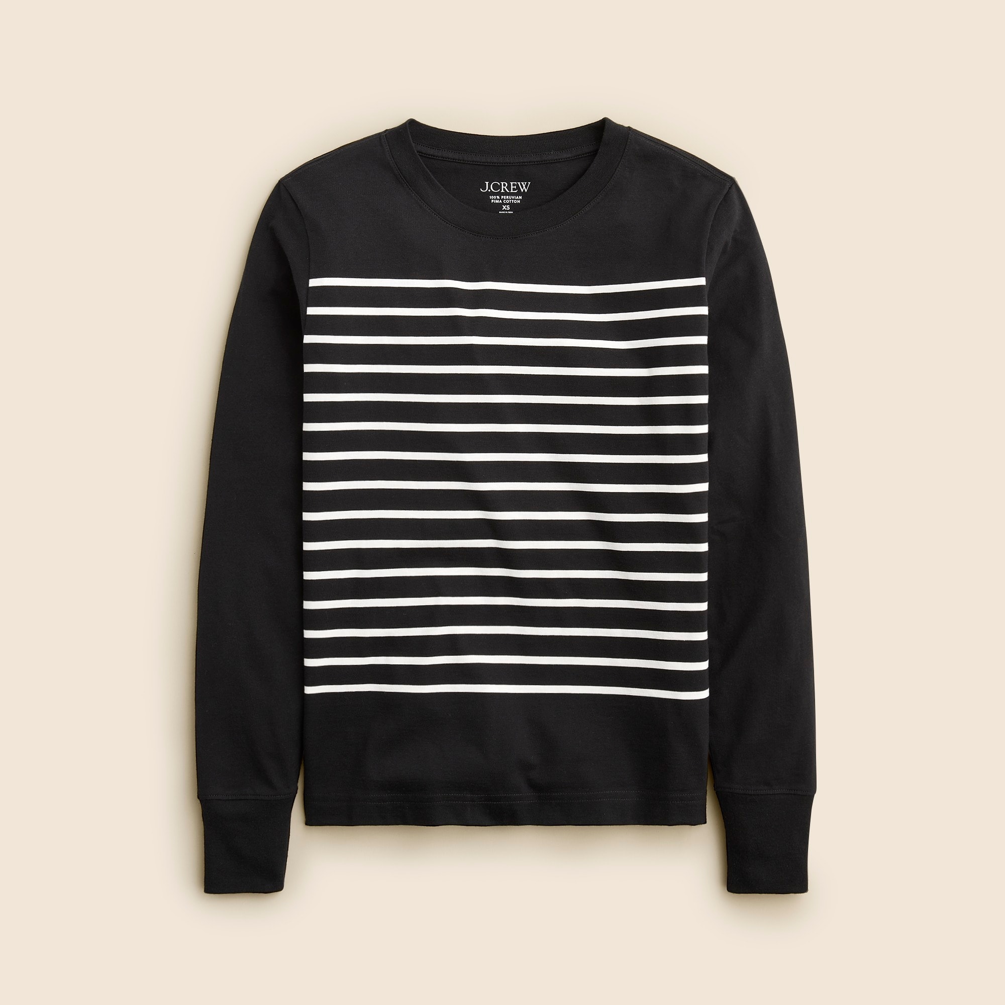 womens Pima cotton long-sleeve T-shirt in stripe