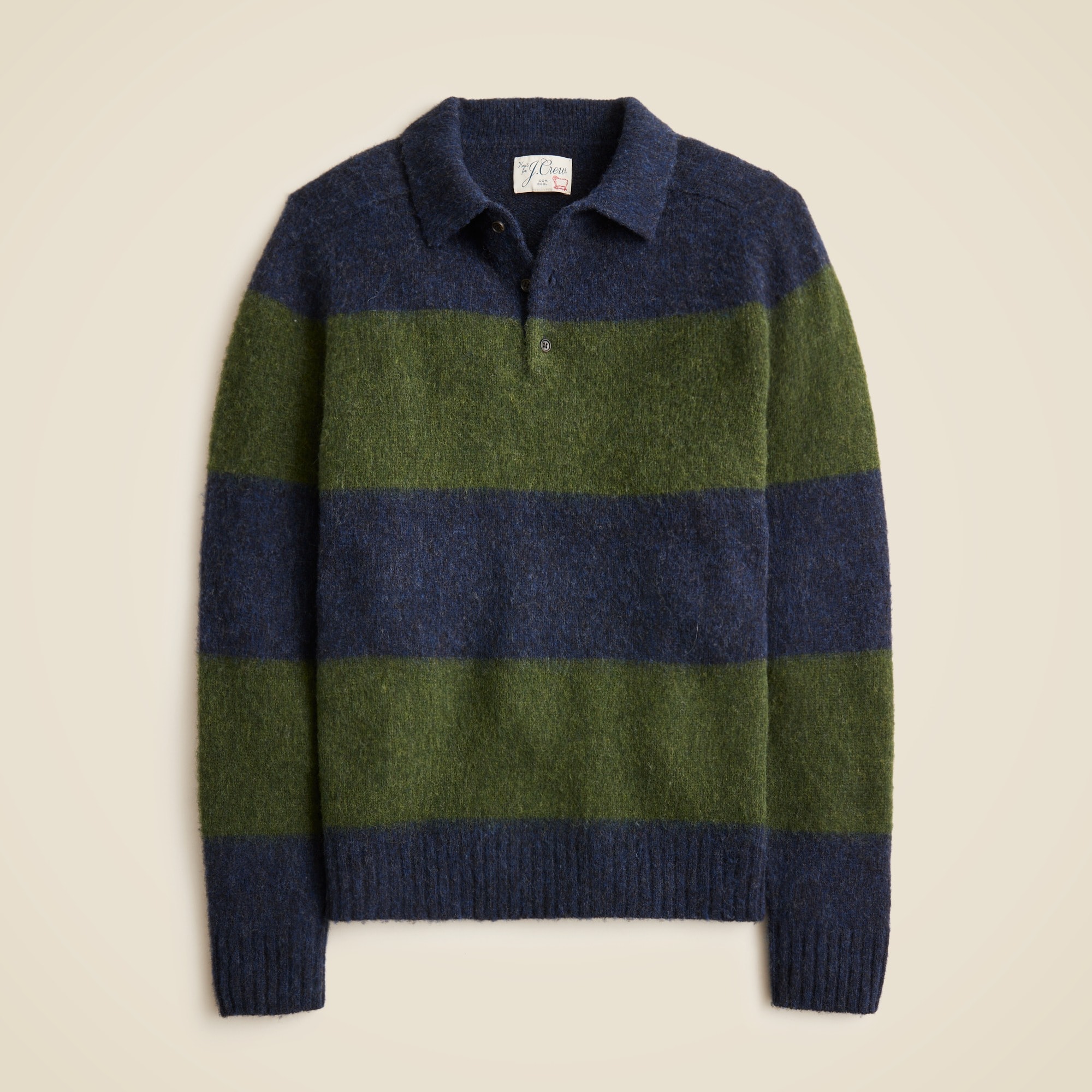 mens Brushed wool sweater-polo in stripe