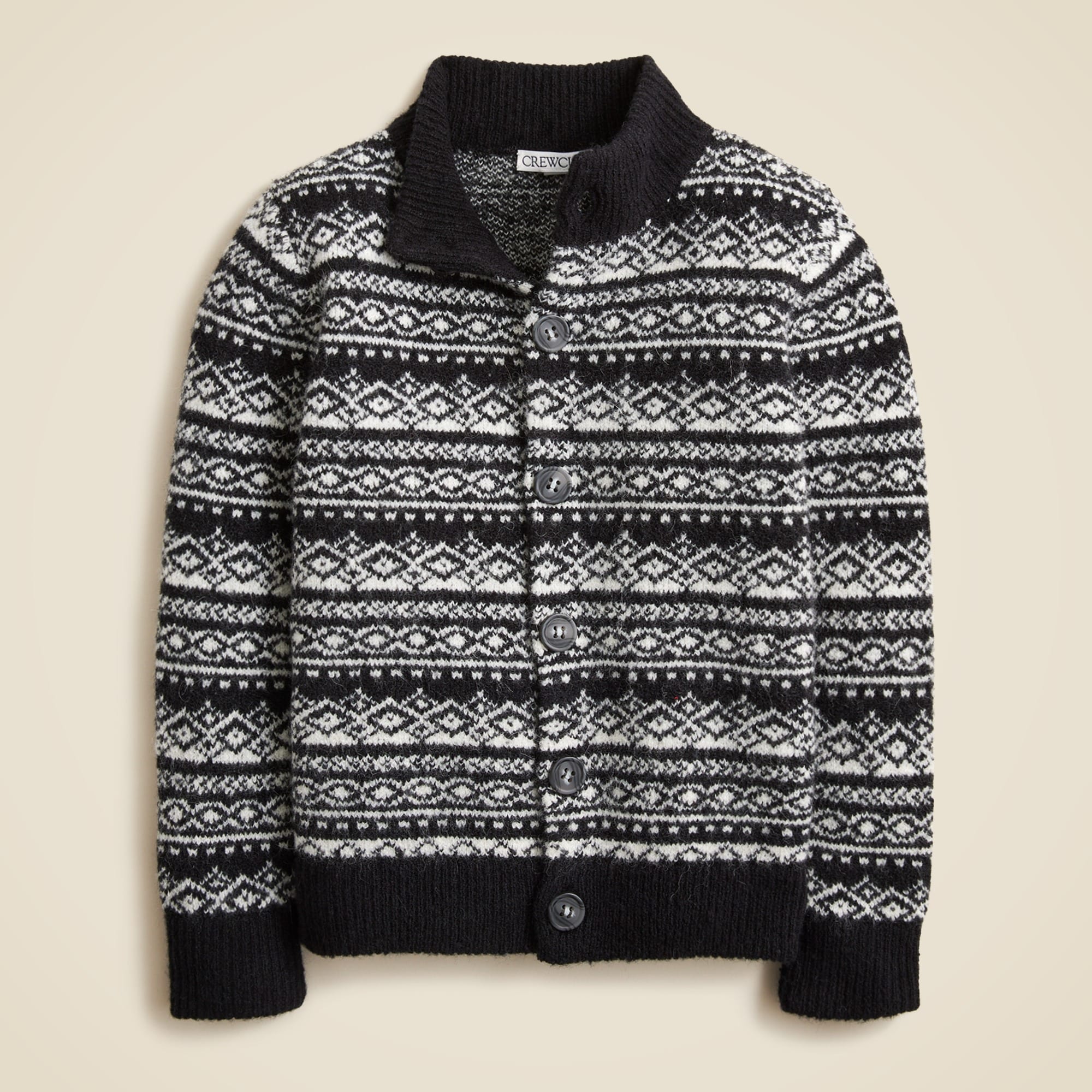 boys Boys' diamond Fair Isle cardigan sweater