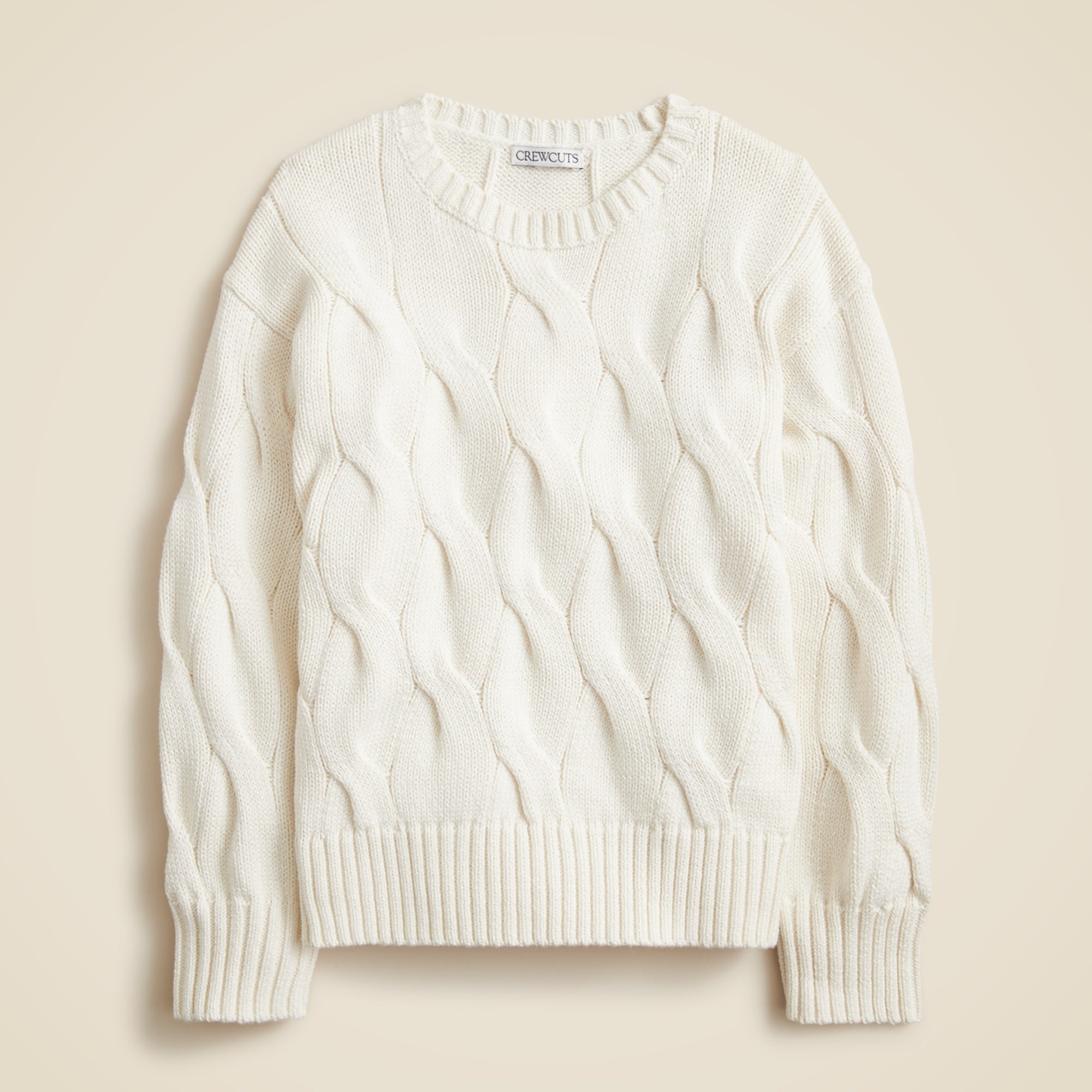  Kids' cable-knit crewneck sweater in cotton