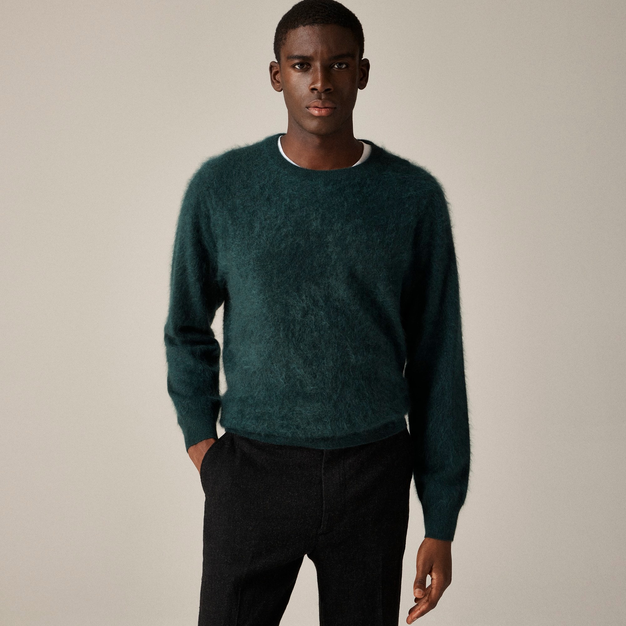 mens Brushed cashmere crewneck sweater