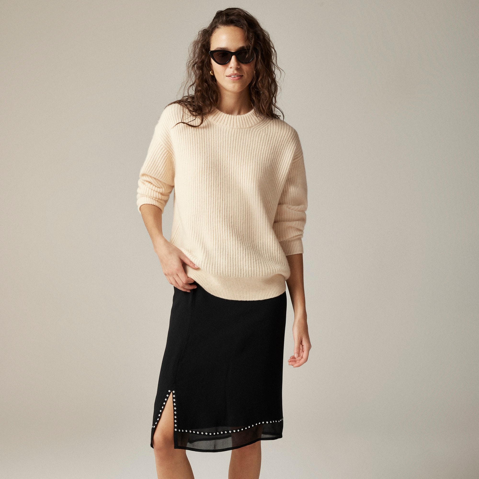 womens Ribbed cashmere oversized sweater