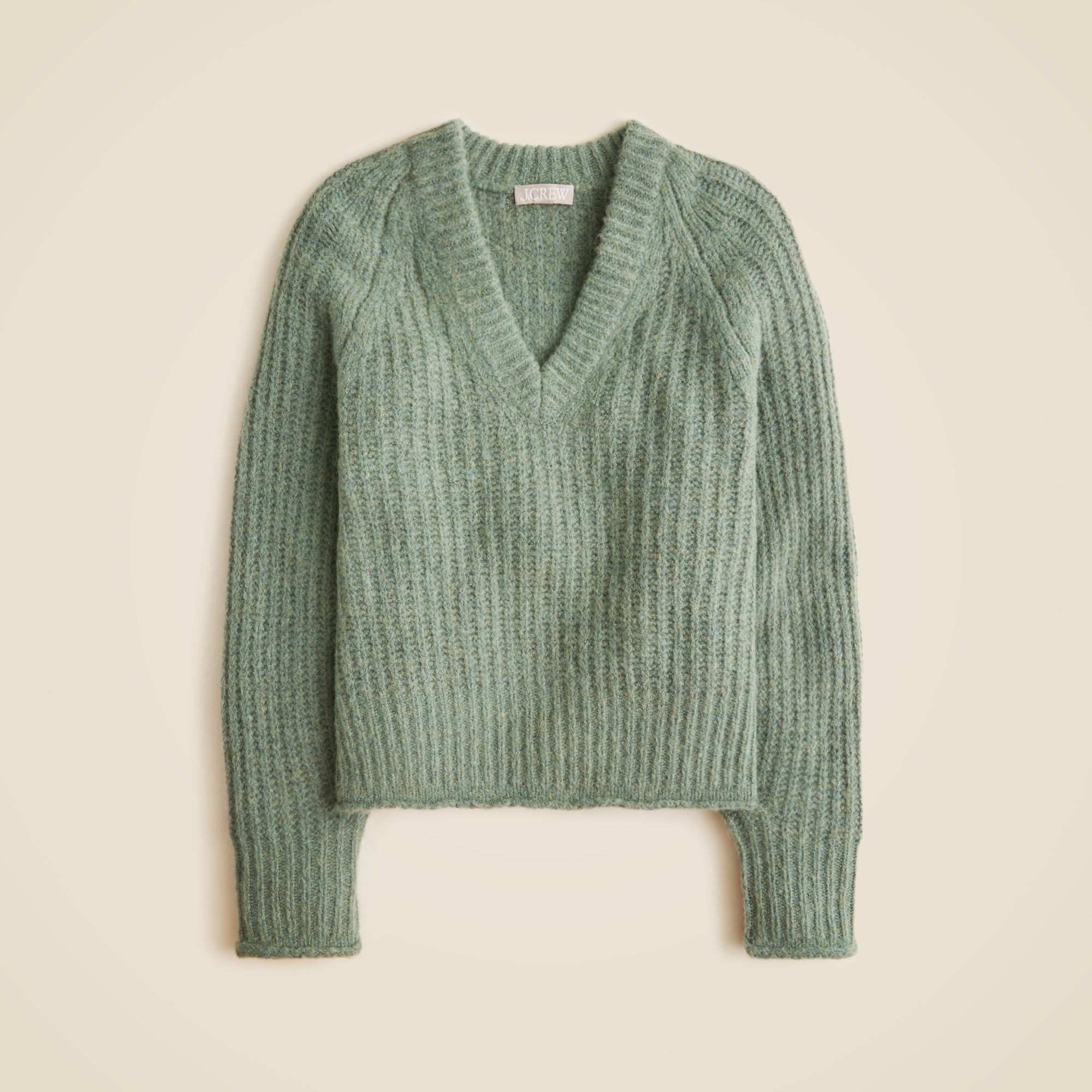 womens Ribbed V-neck sweater in wool blend