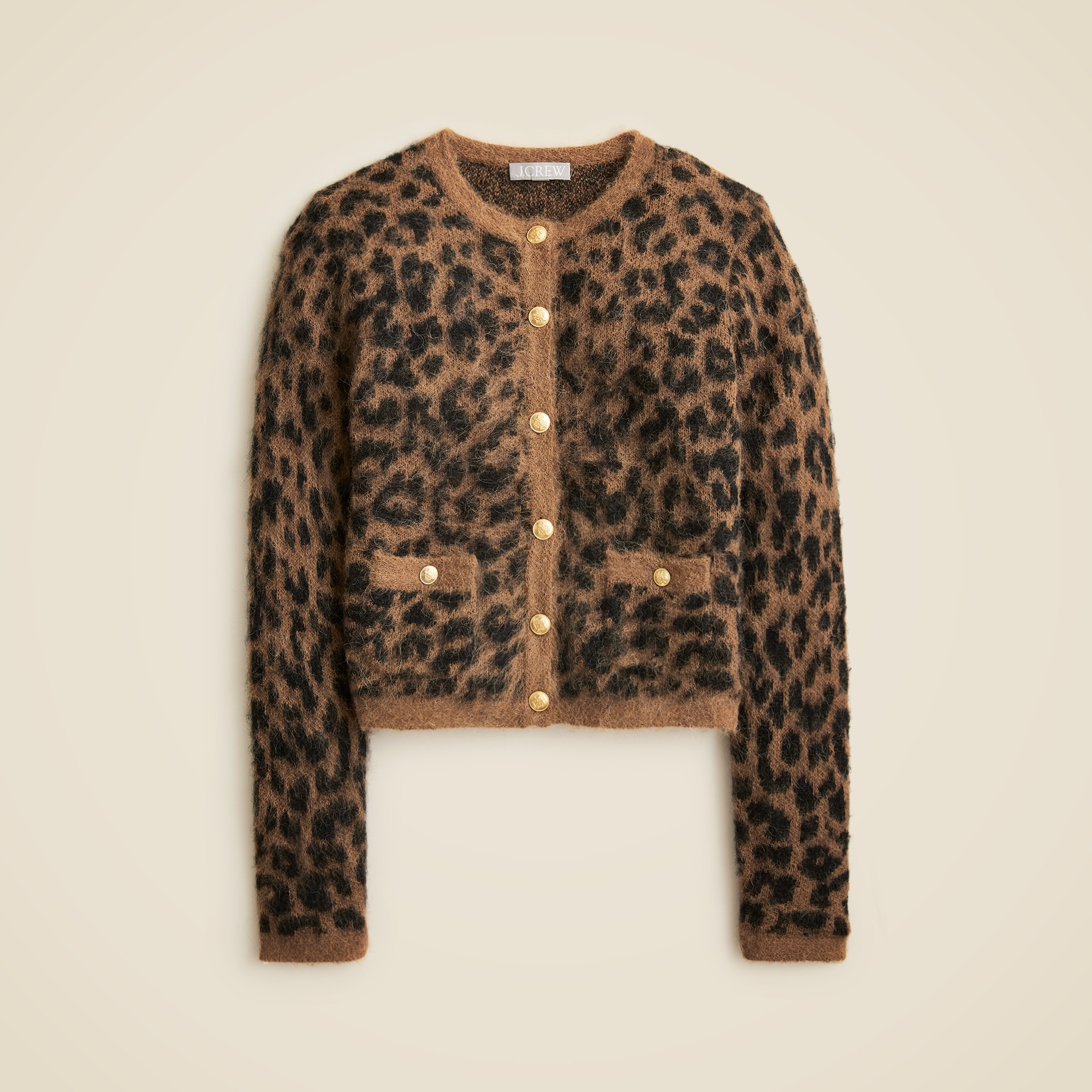  Brushed sweater lady jacket in leopard print