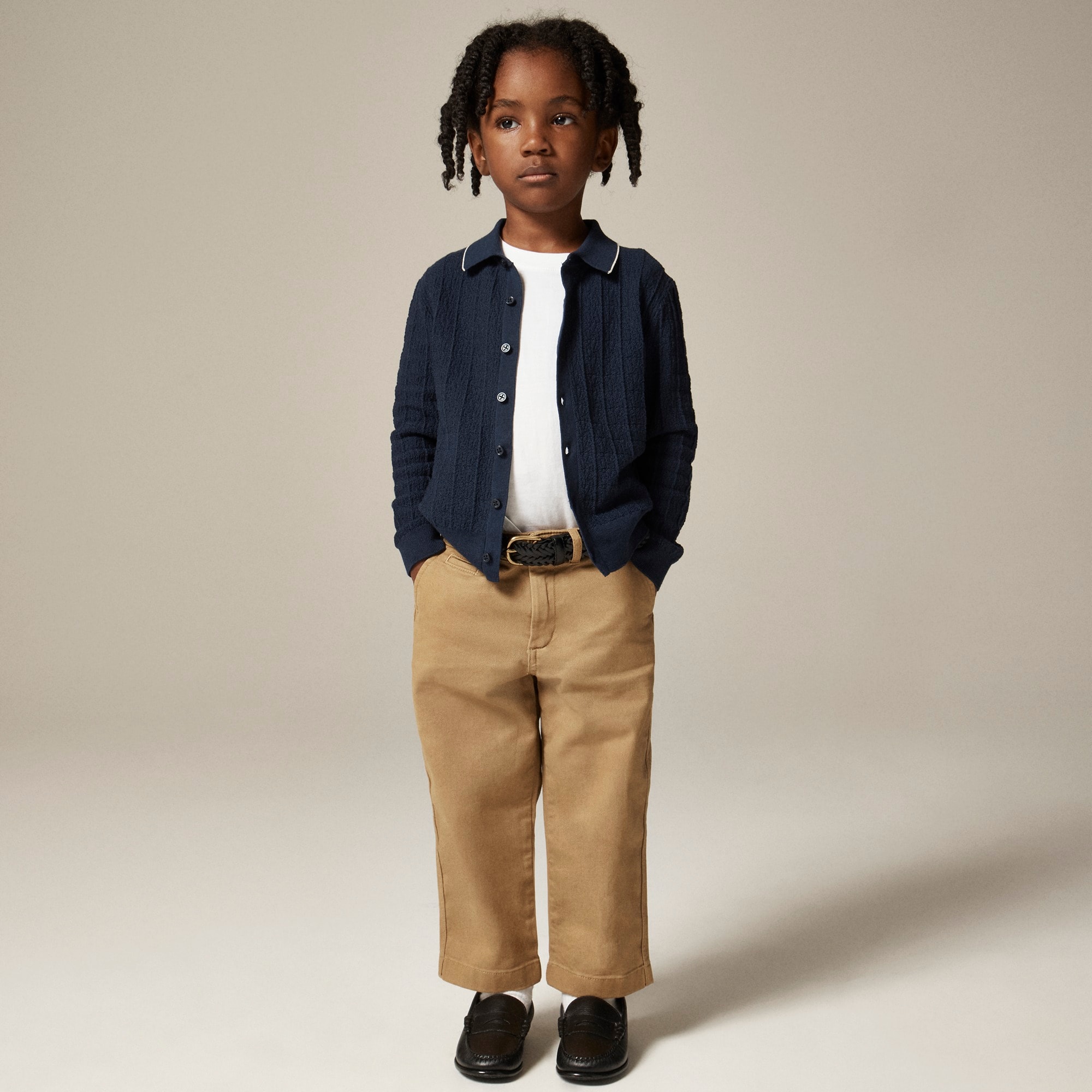 boys Kids' tipped cotton cardigan sweater-polo