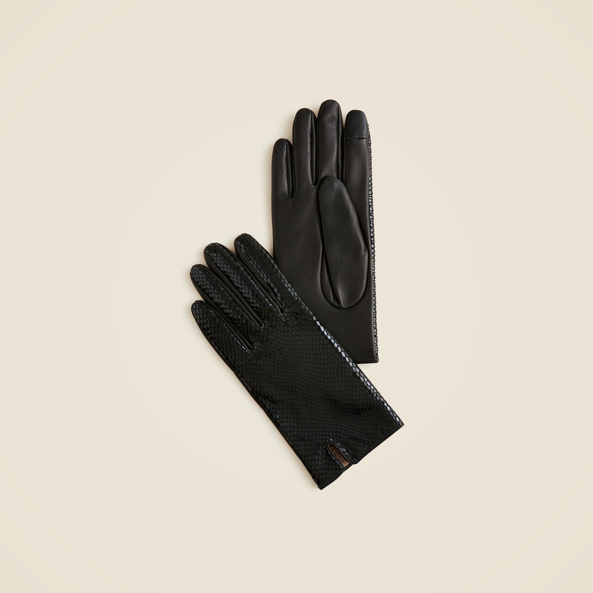 womens Snake-embossed leather tech-touch gloves