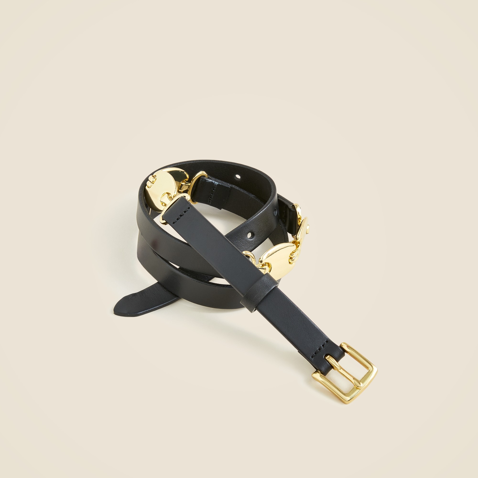 womens Leather belt with gold hardware