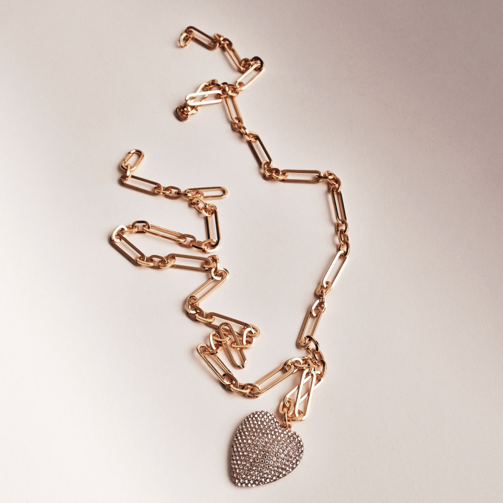 womens Pav&eacute; heart charm necklace