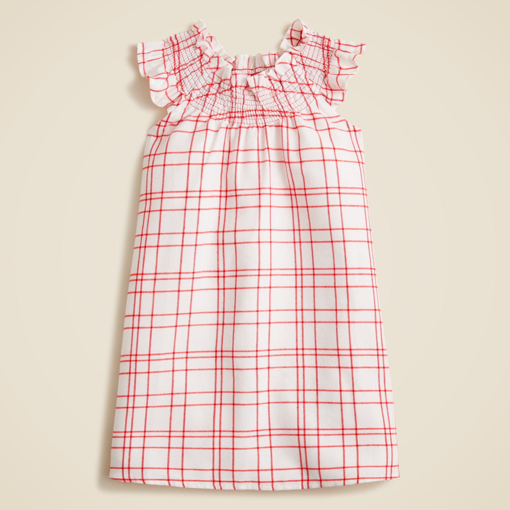  Girls' smocked flannel nightgown in tartan