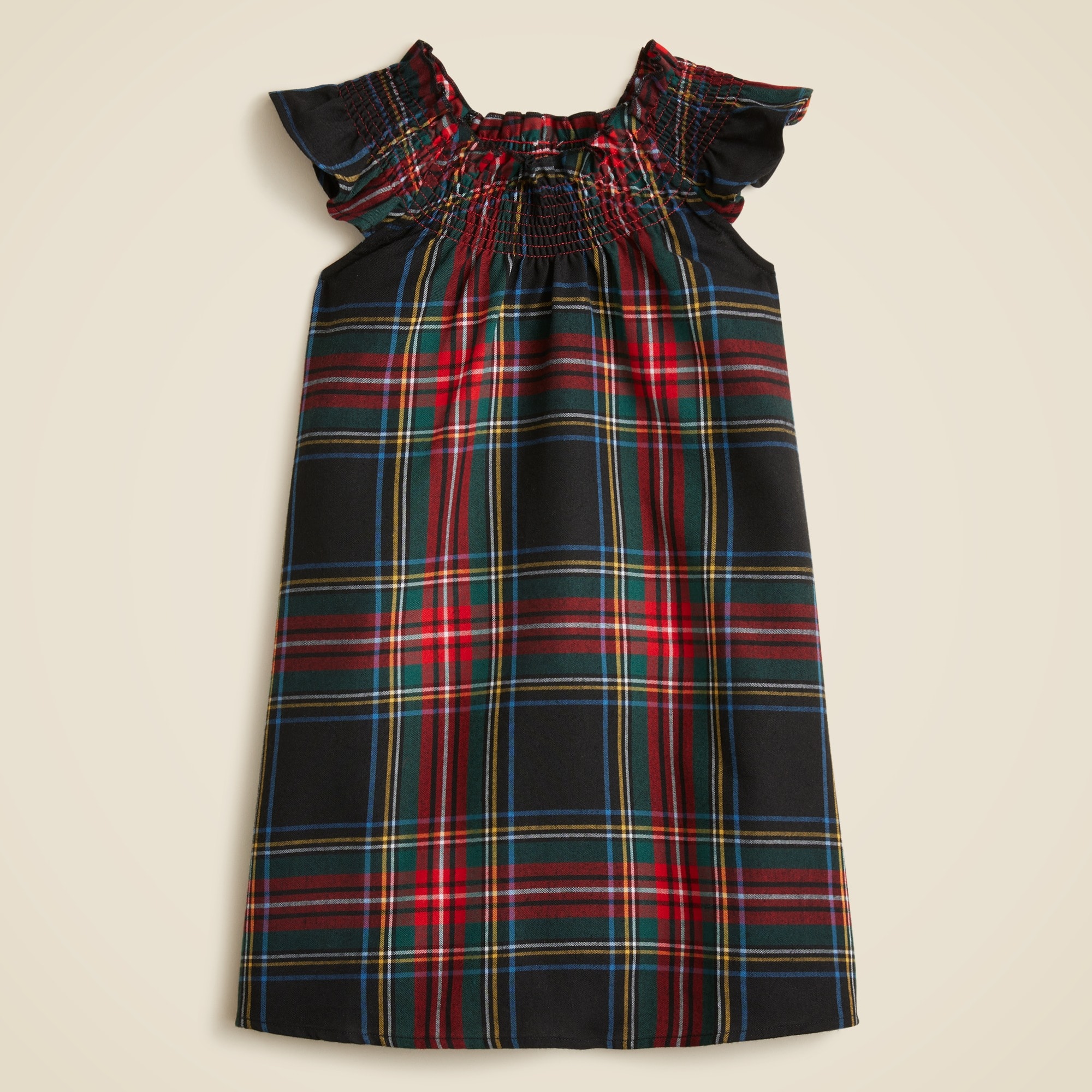  Girls' smocked flannel nightgown in tartan