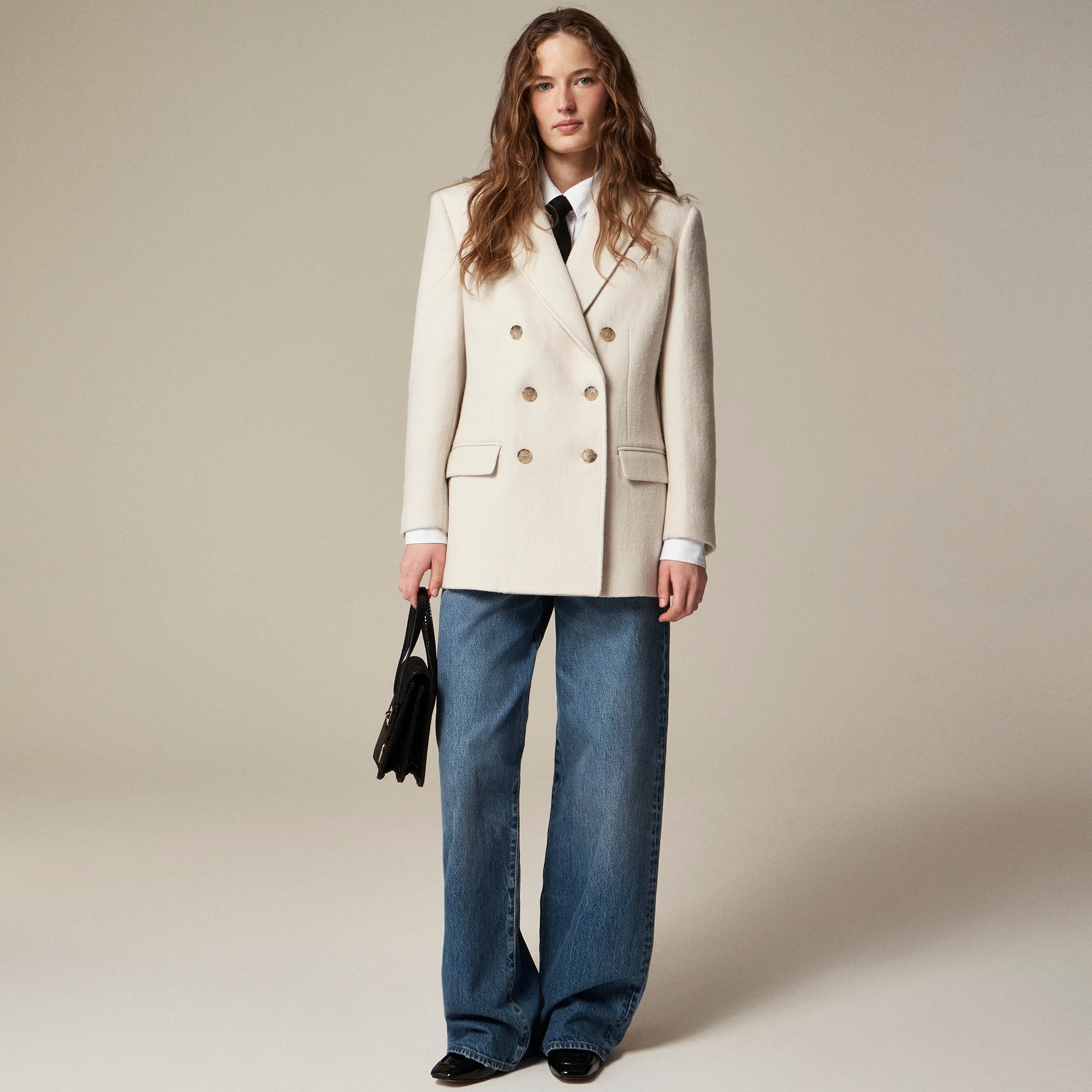 womens Tailored peacoat in Italian wool-blend melton