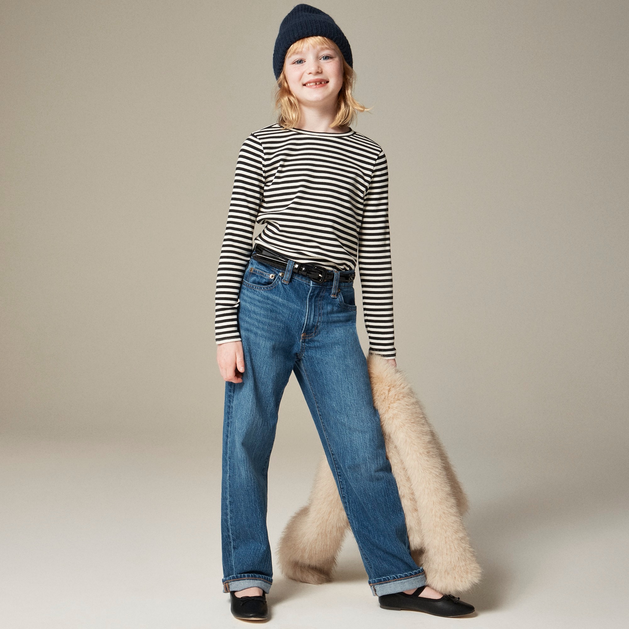 girls Girls' long-sleeve everyday T-shirt in vintage rib