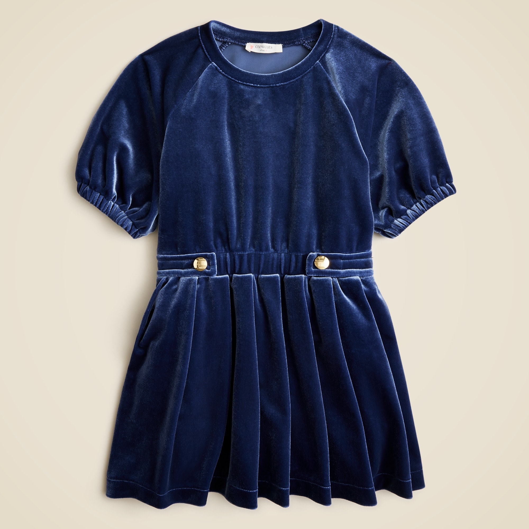 girls Girls' button-waist velvet dress