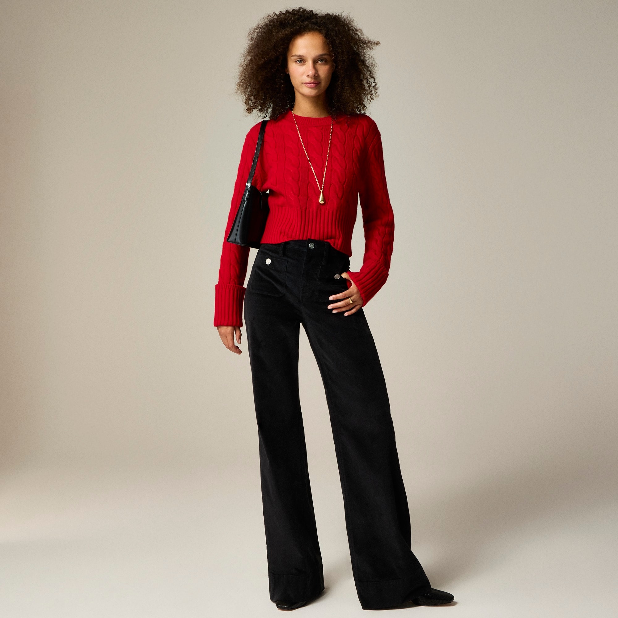 womens Wide-leg velvet sailor trouser