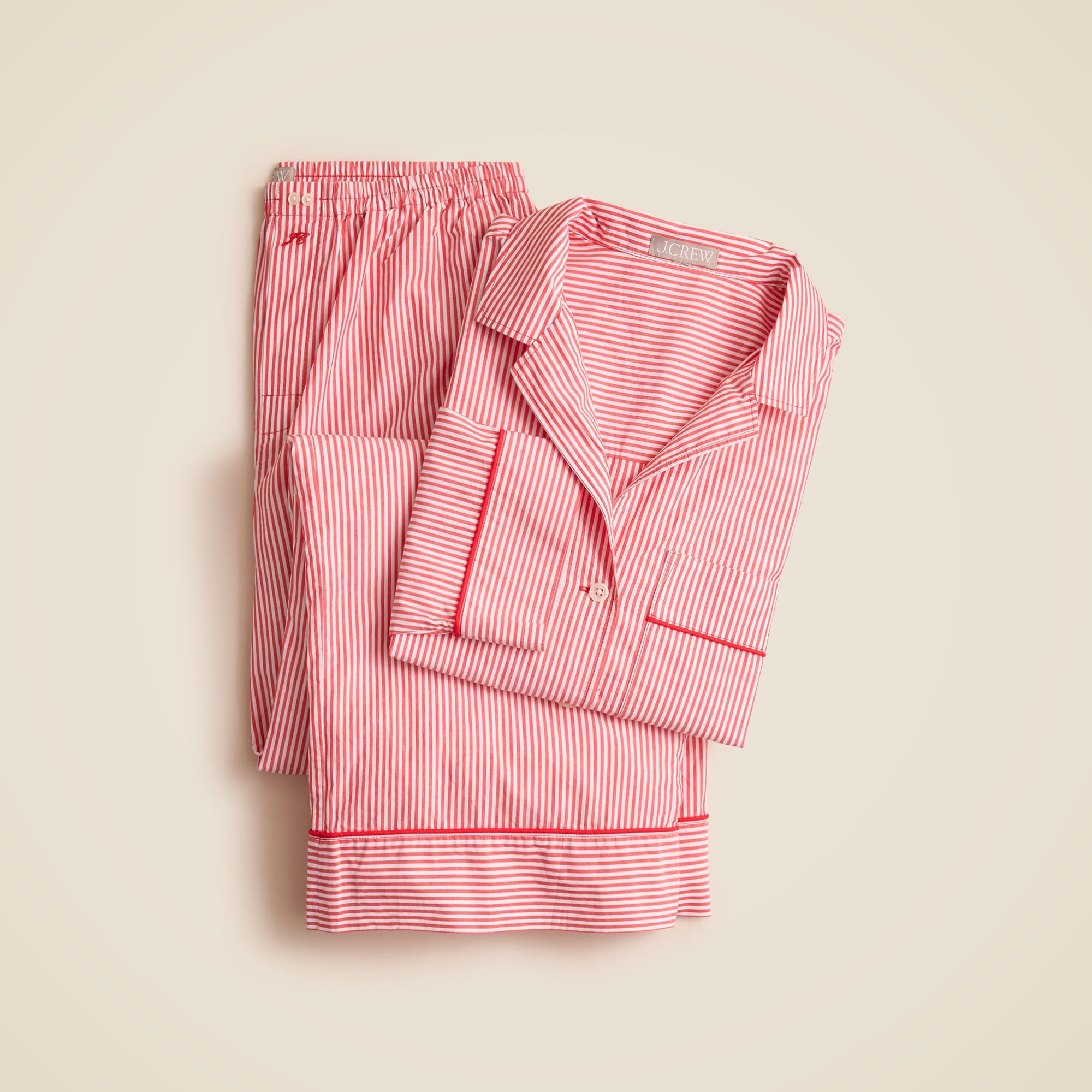  Pajama pant set in striped cotton poplin