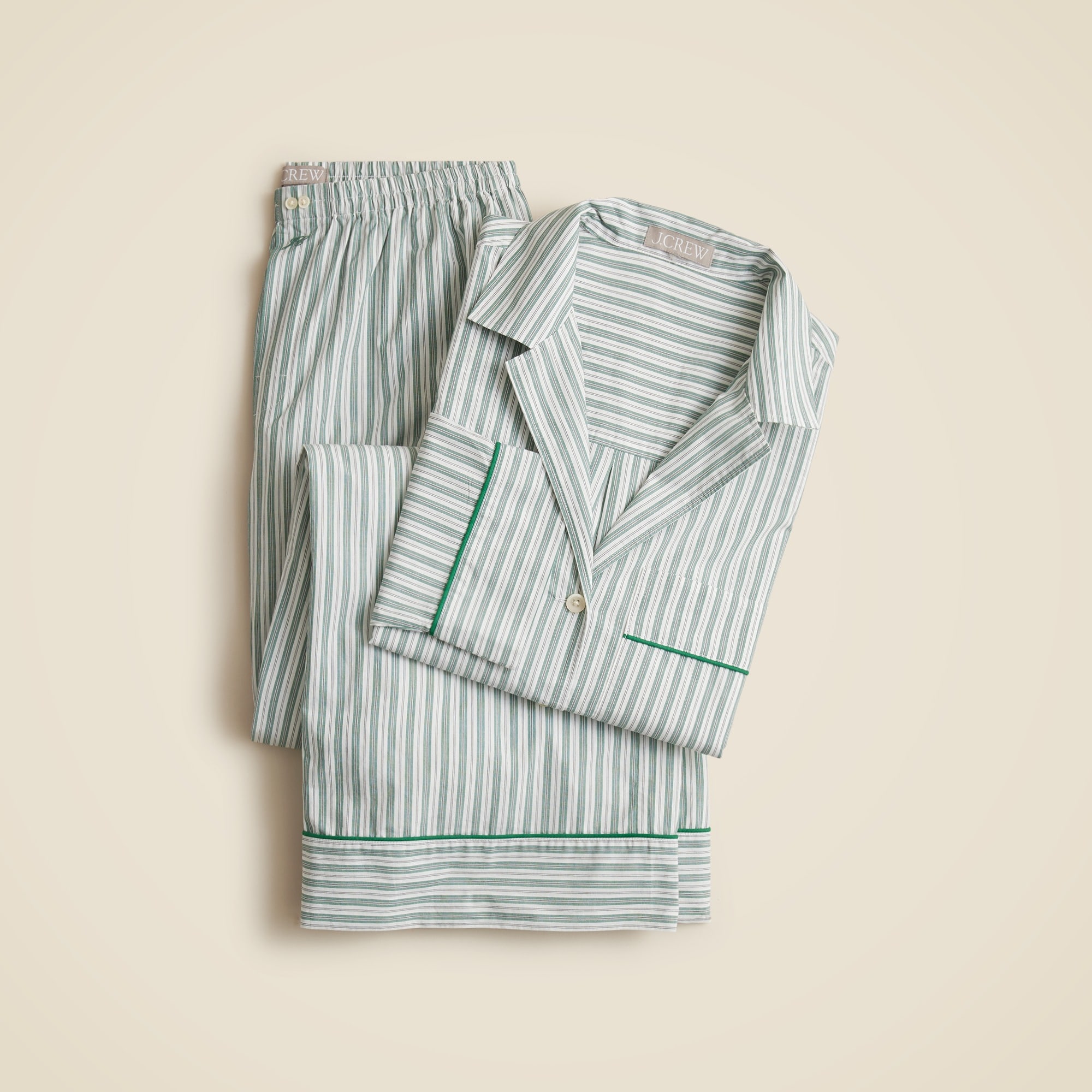 mens Pajama pant set in striped cotton poplin