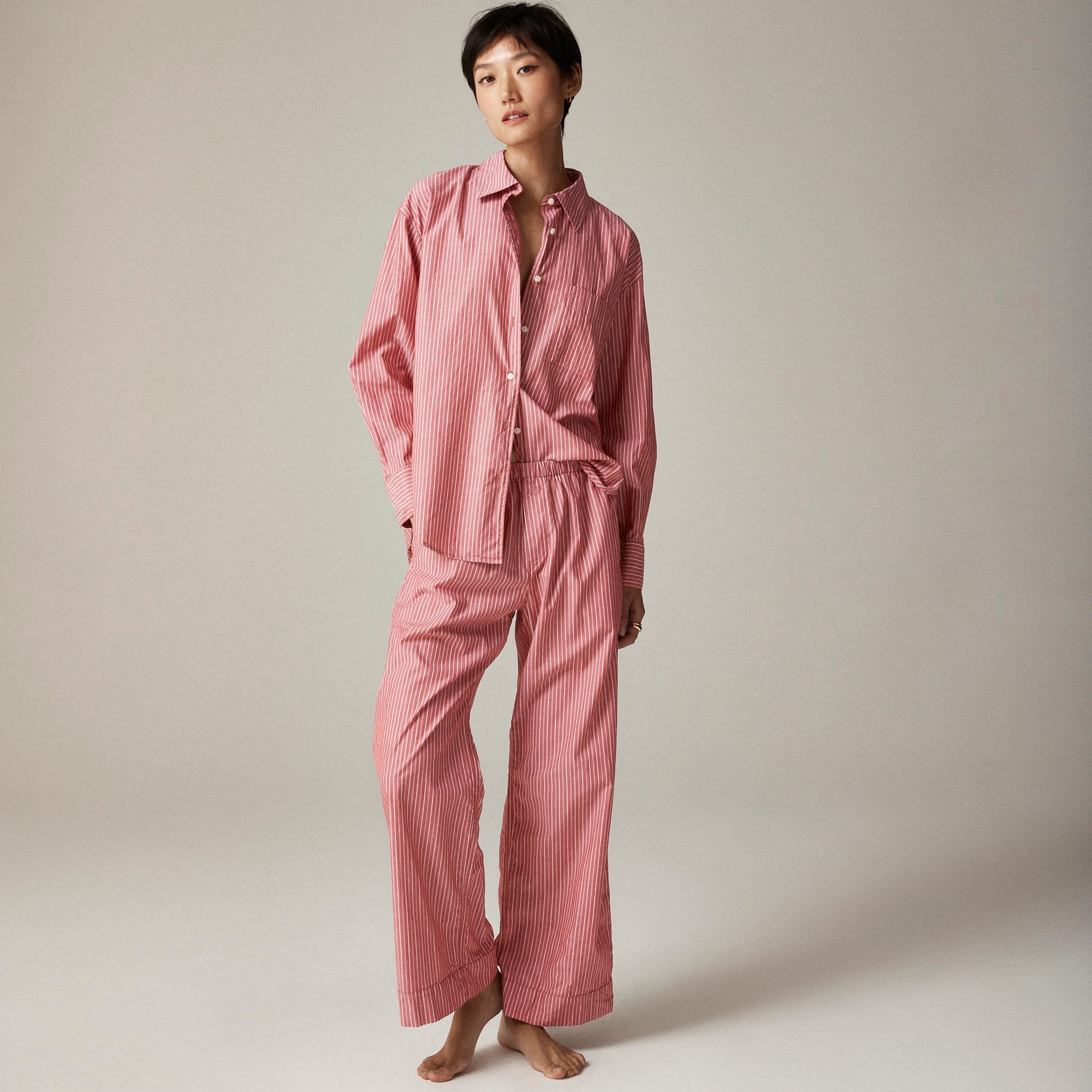 womens Relaxed pajama pant set in cotton poplin