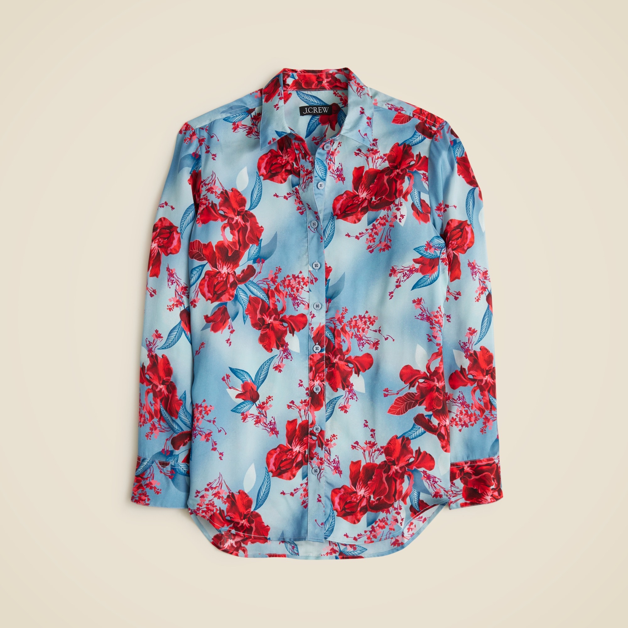 womens Drapey button-up shirt in floral viscose twill