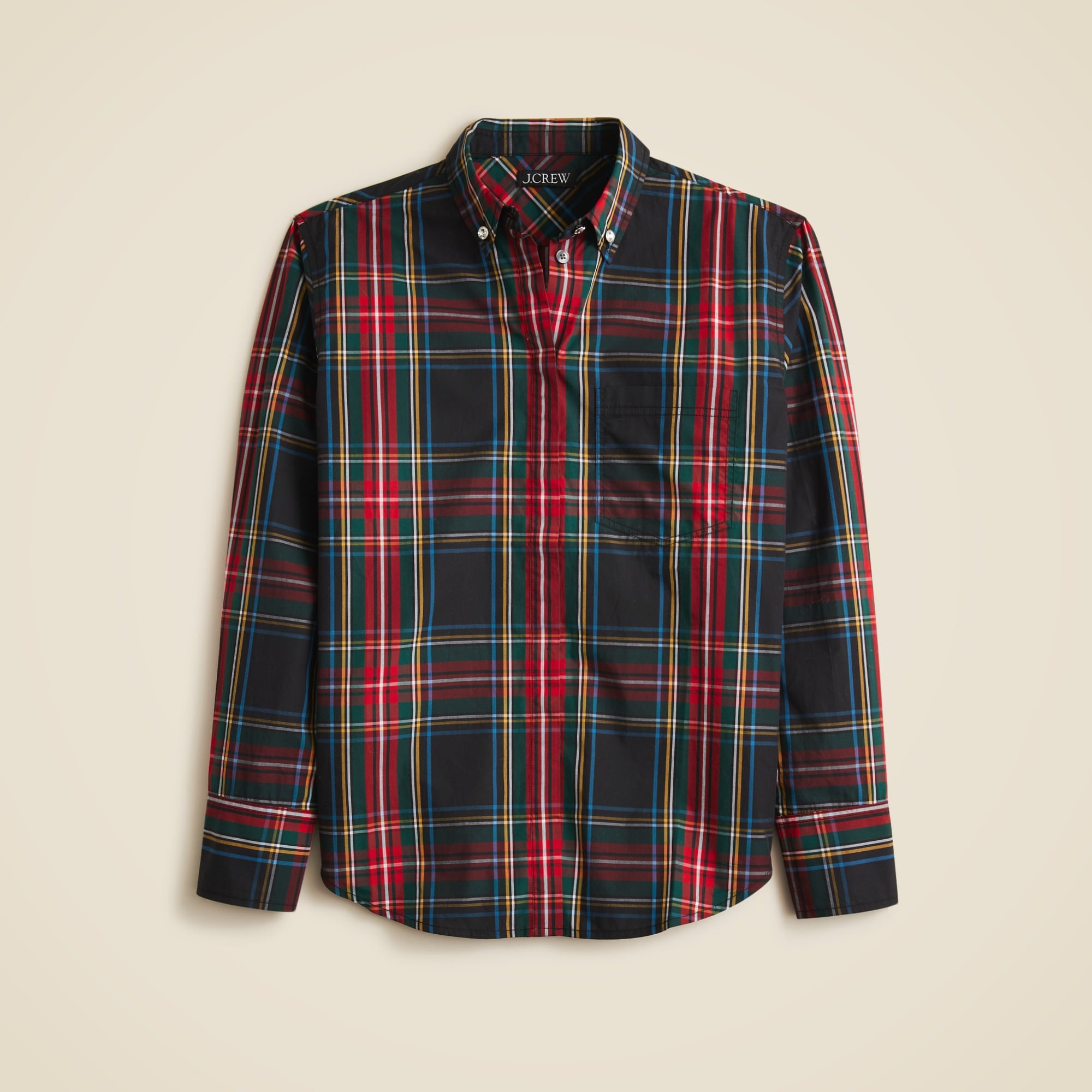 womens Embellished gar&ccedil;on shirt in Stewart tartan cotton poplin