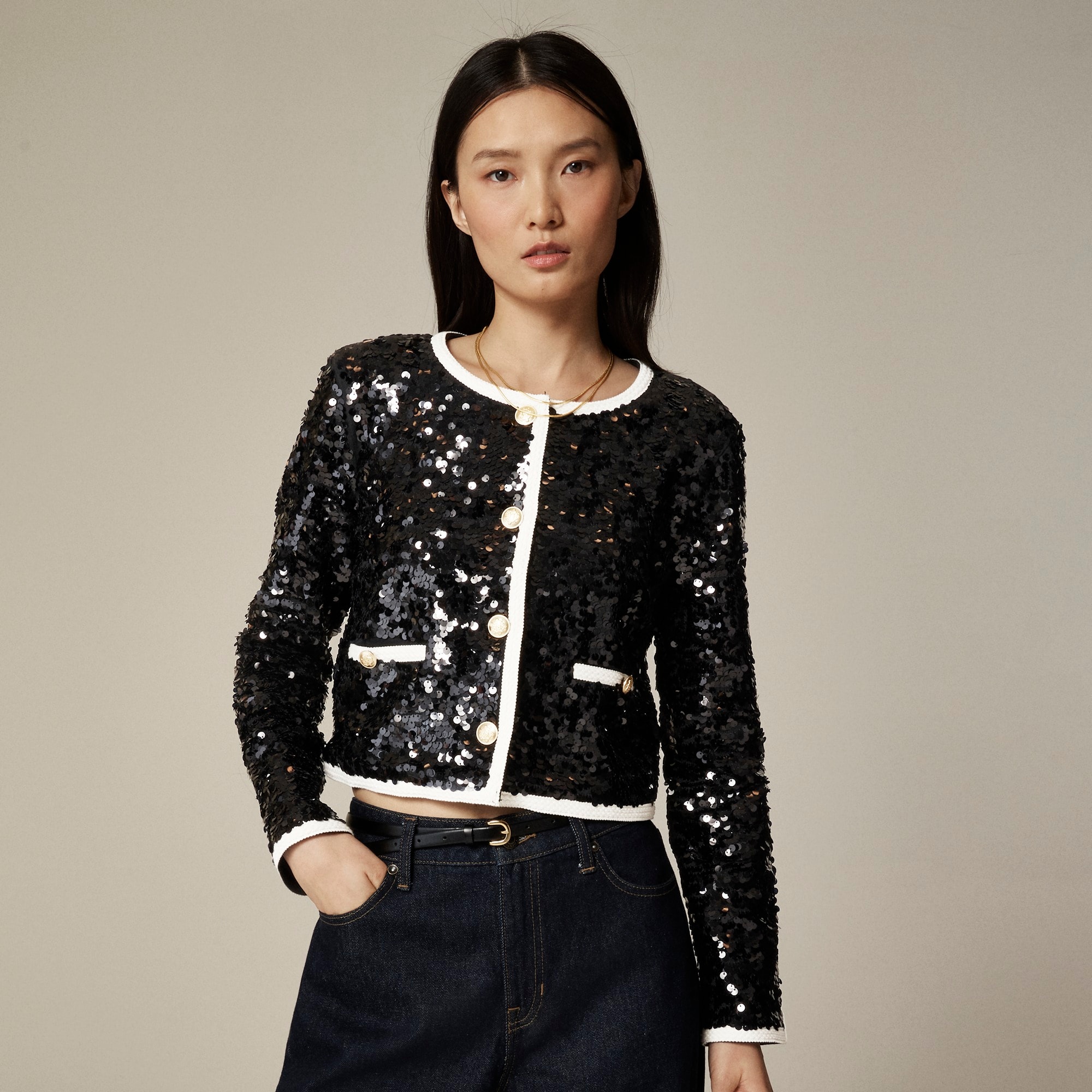 womens Mariner jersey lady jacket with sequins