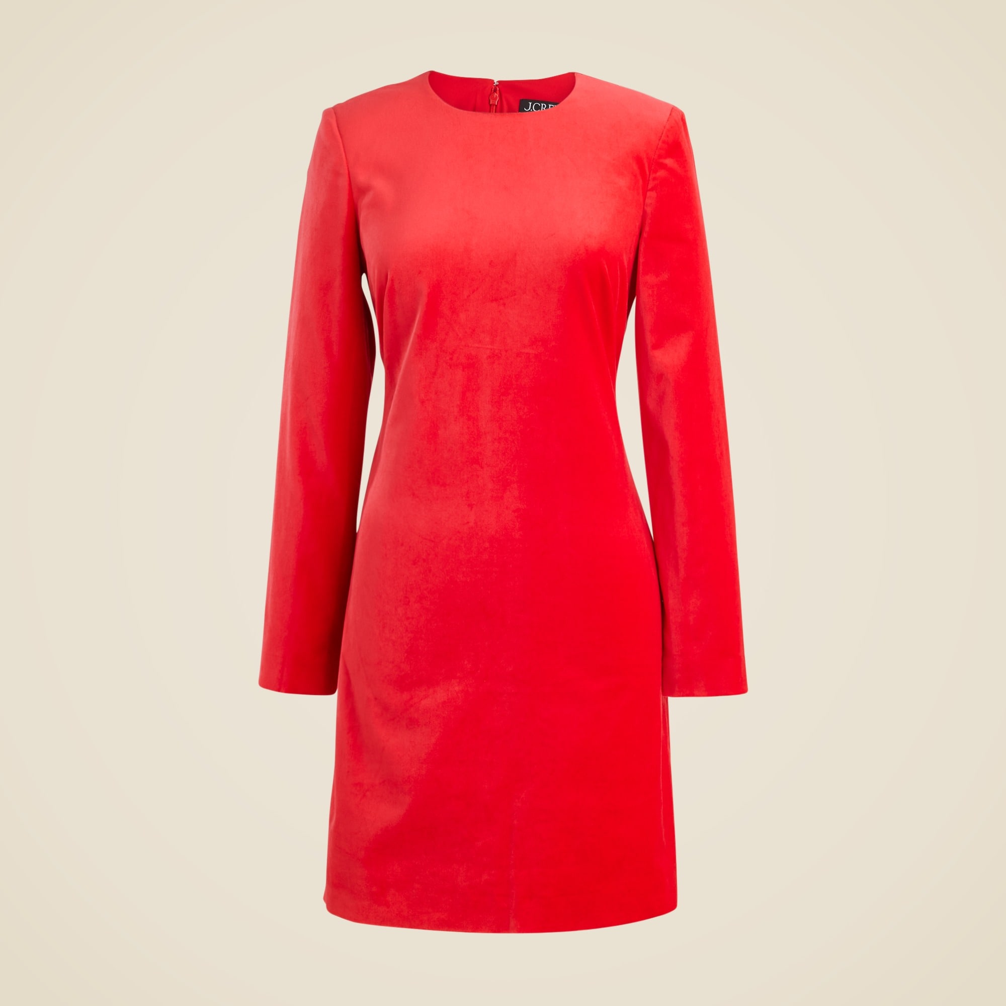 womens Long-sleeve shift dress in stretch velvet