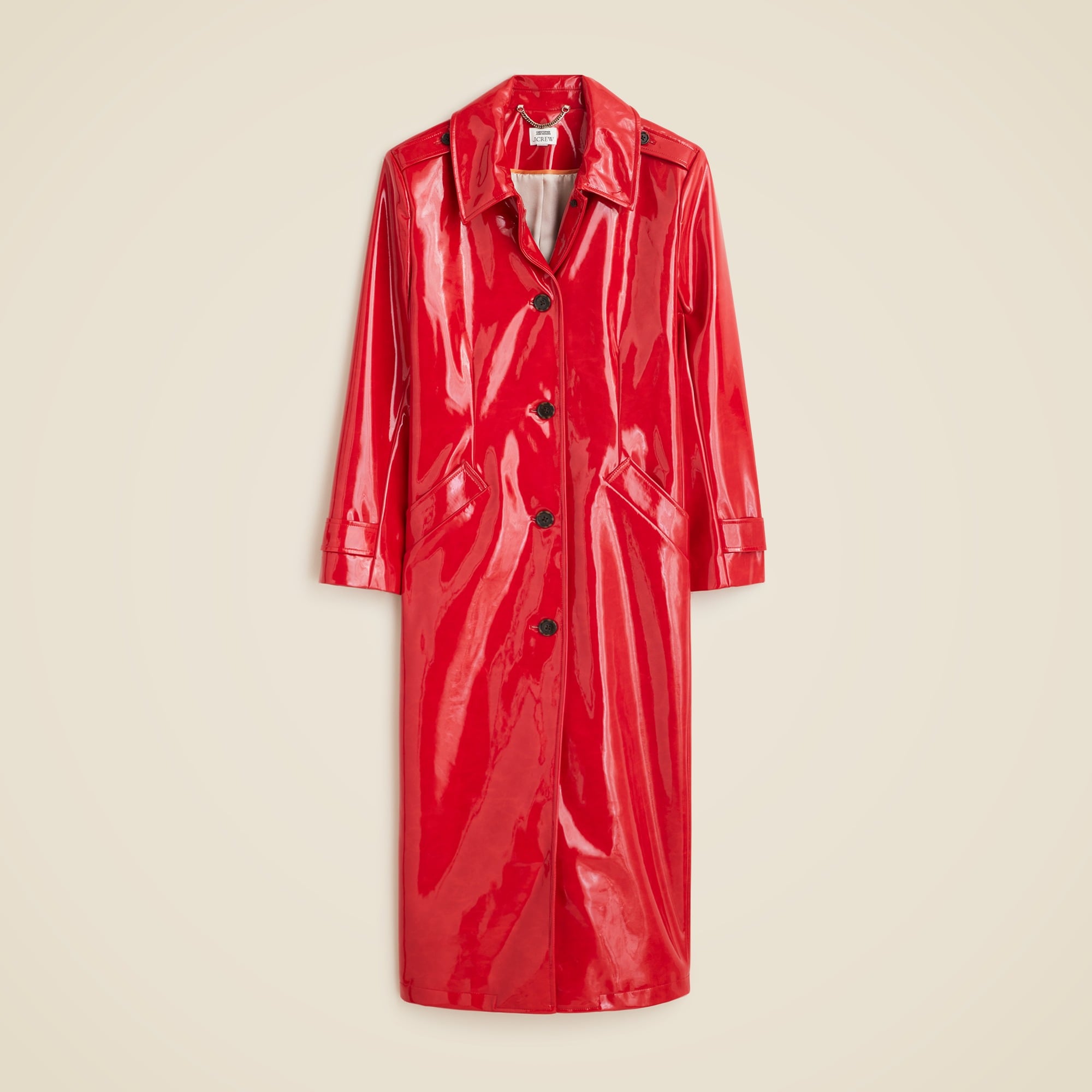 Christopher John Rogers X J.Crew topcoat in red vinyl