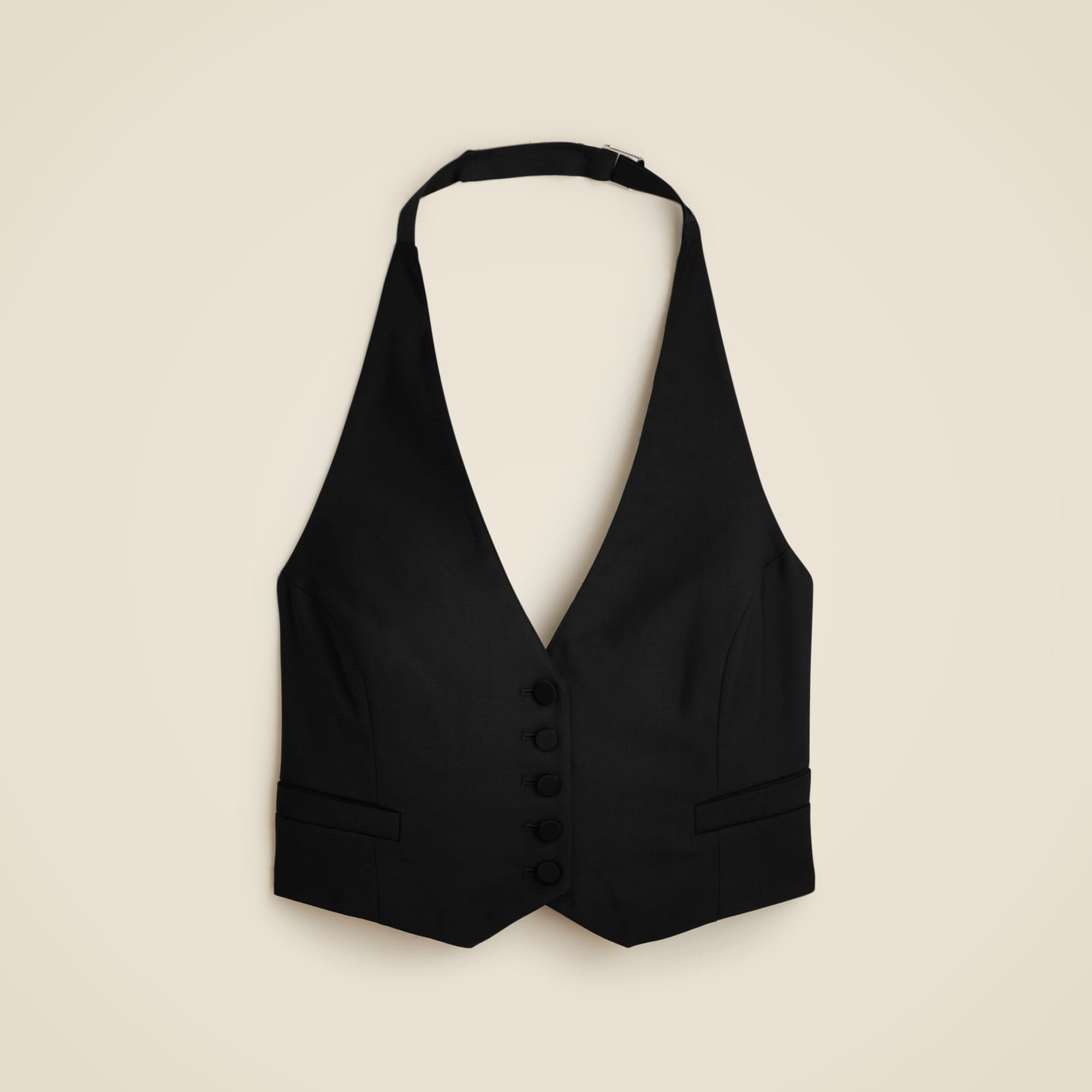 womens Collection open-back vest in Italian tuxedo wool