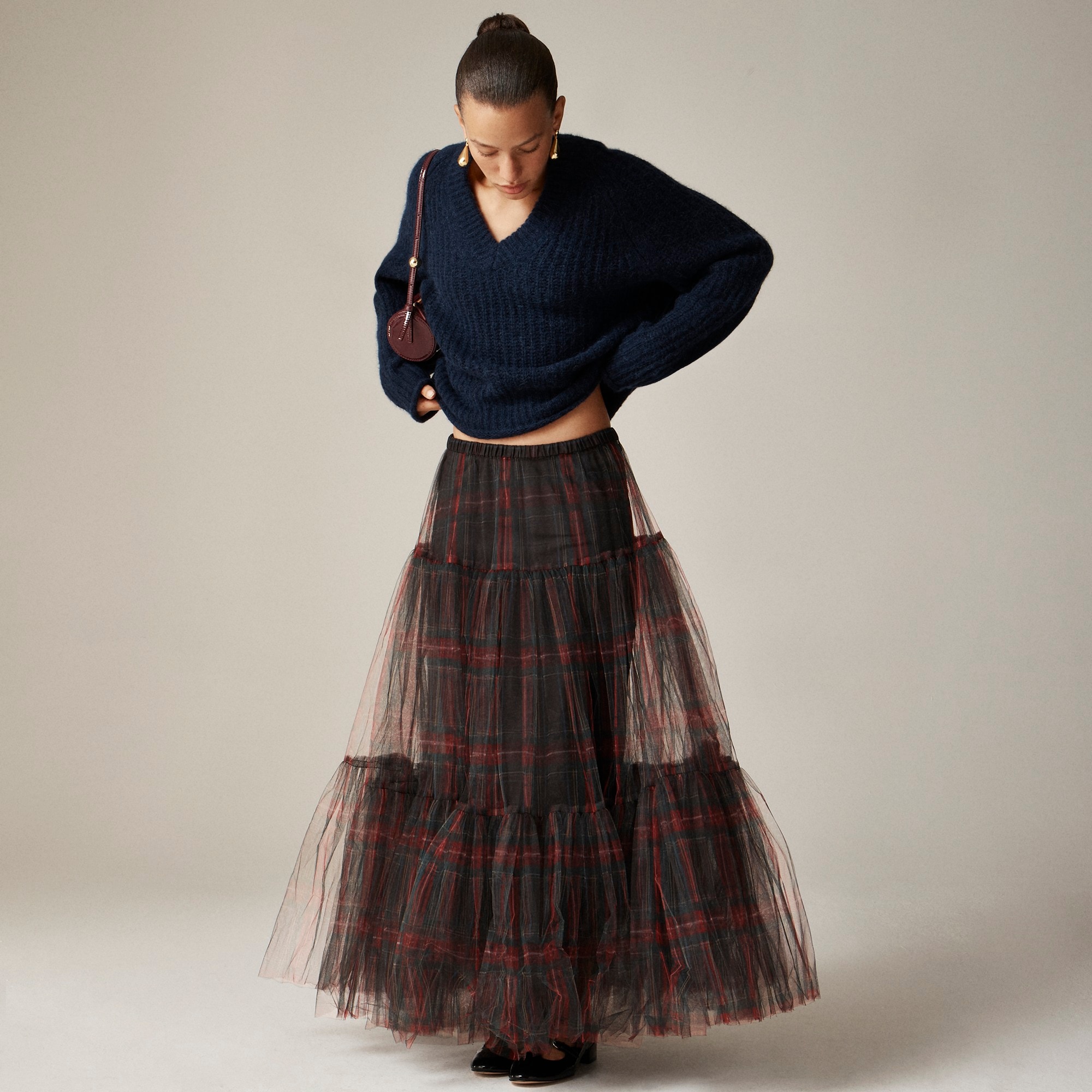 womens Collection tartan tiered ball skirt