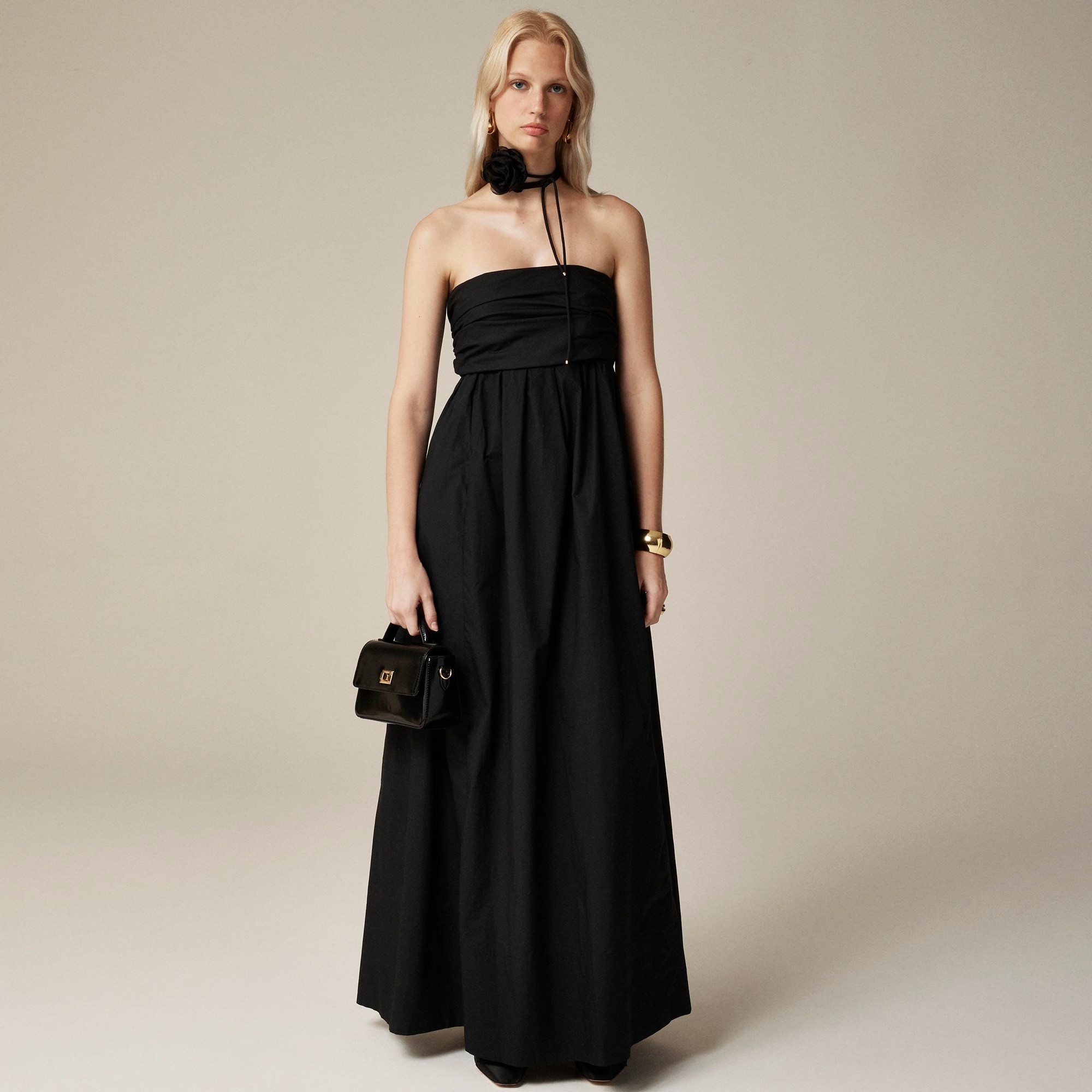  Strapless bow-back maxi dress