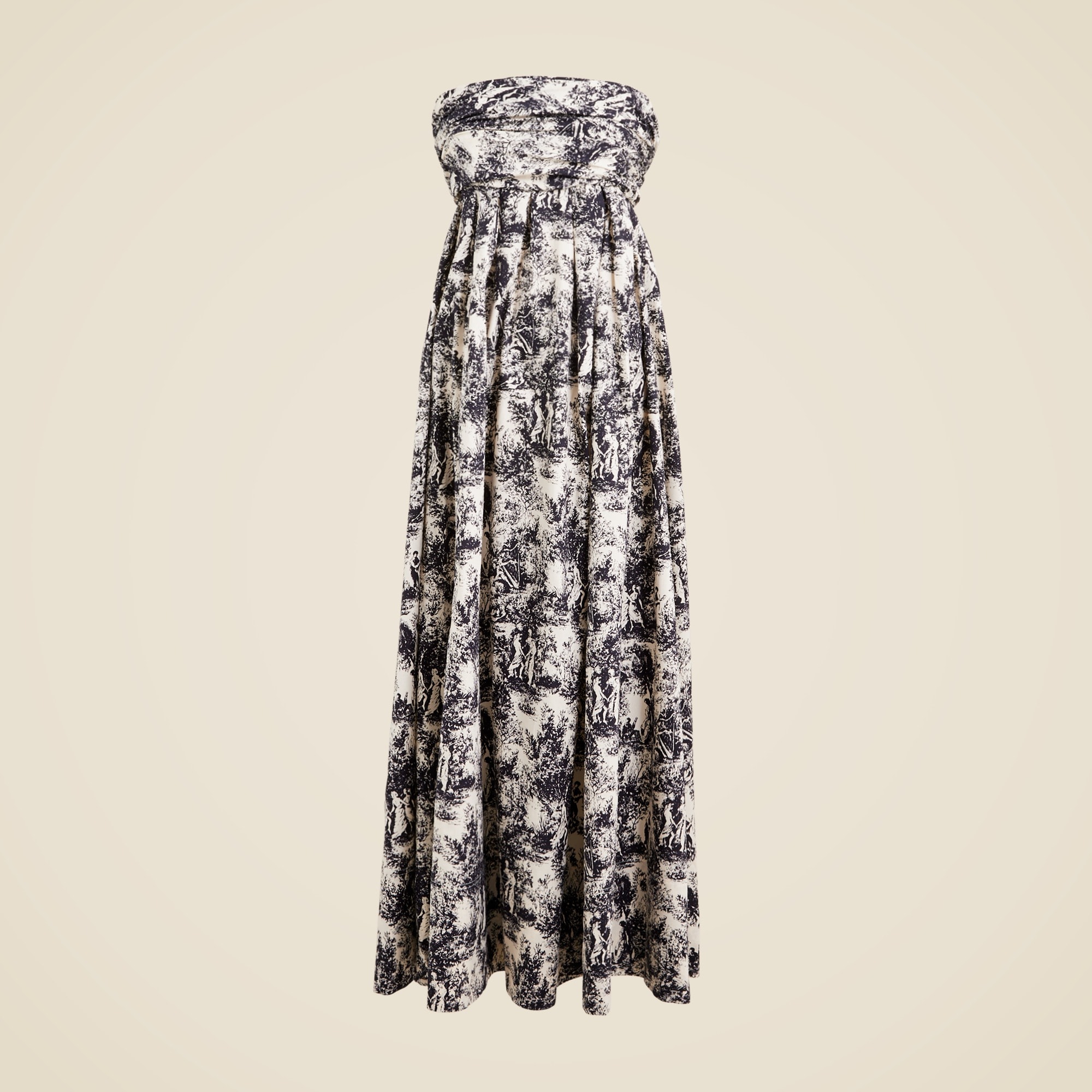 womens Strapless bow-back maxi dress in toile print