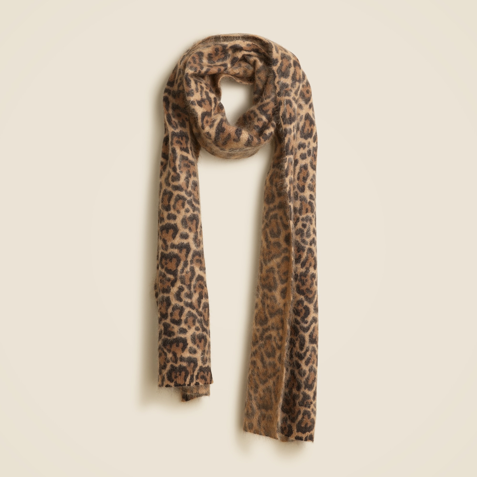 womens Brushed cashmere scarf in leopard print