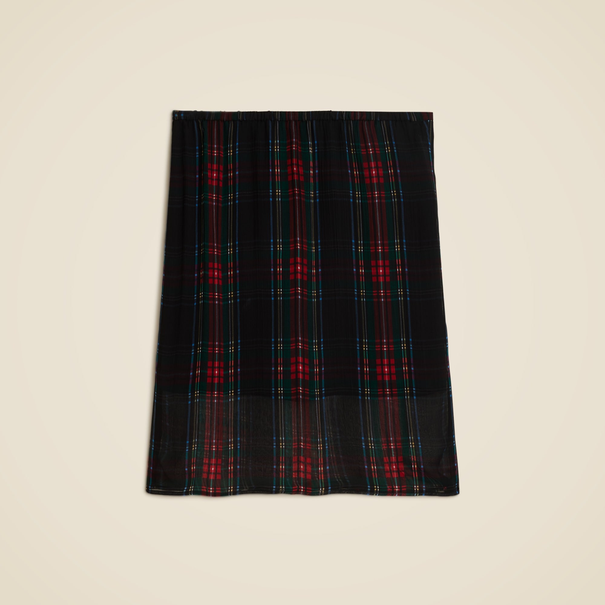 womens Gwen knee-length layered slip skirt in tartan crinkle chiffon