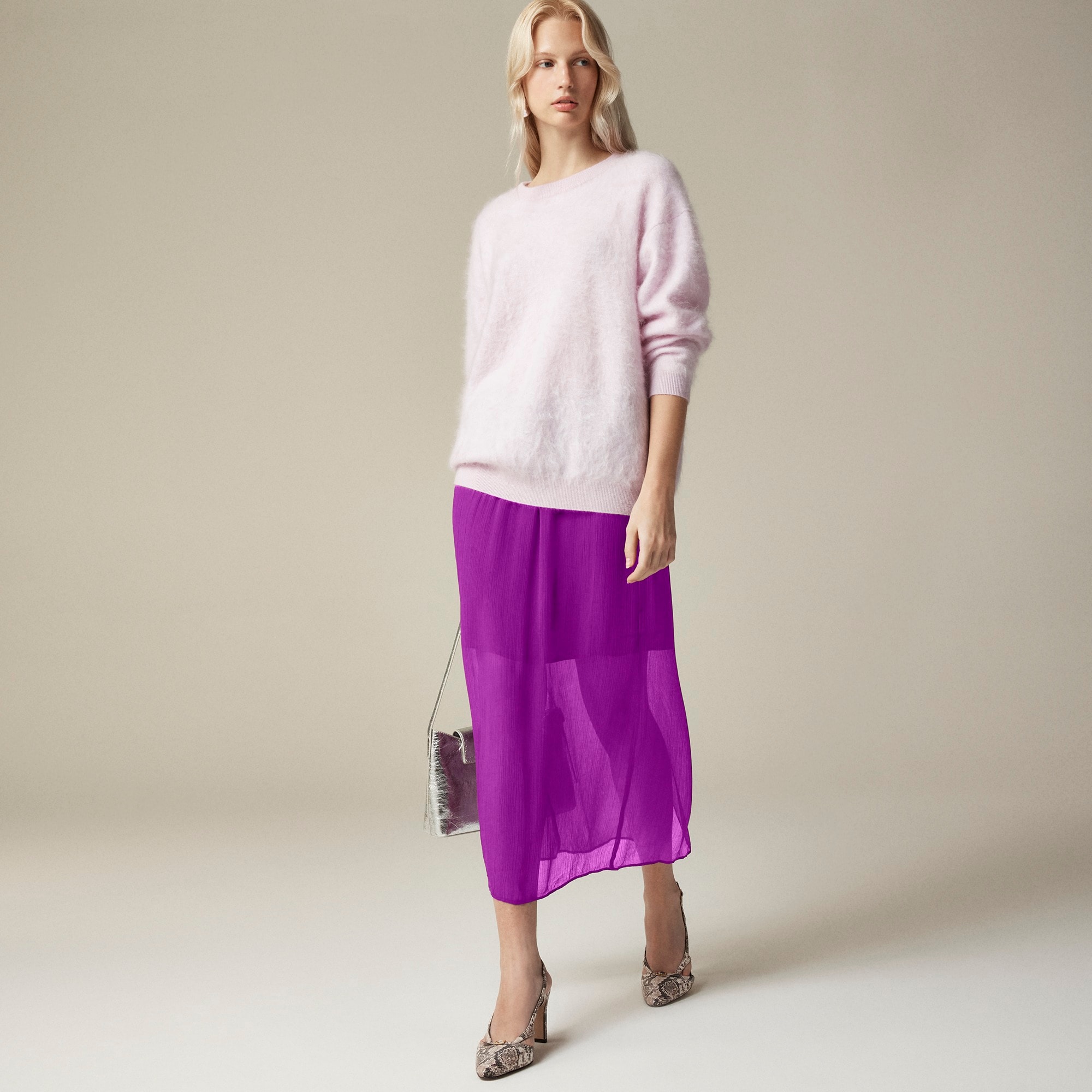 womens Gwyneth layered slip skirt in crinkle chiffon