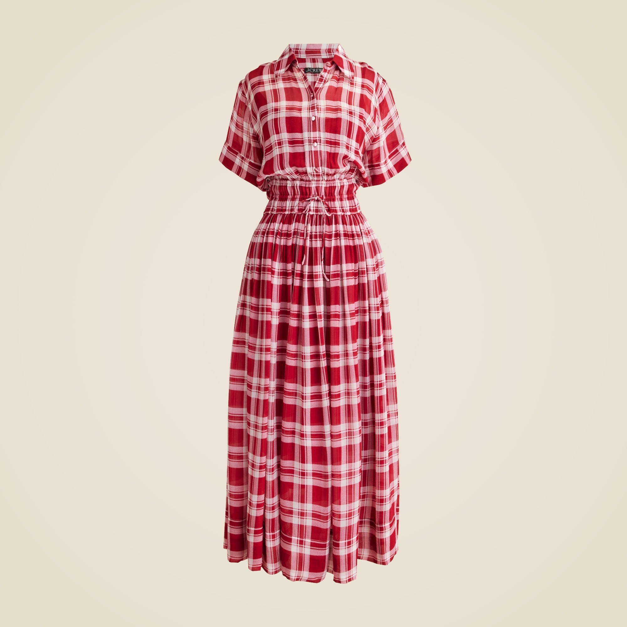 womens Elena shirtdress in plaid viscose chiffon