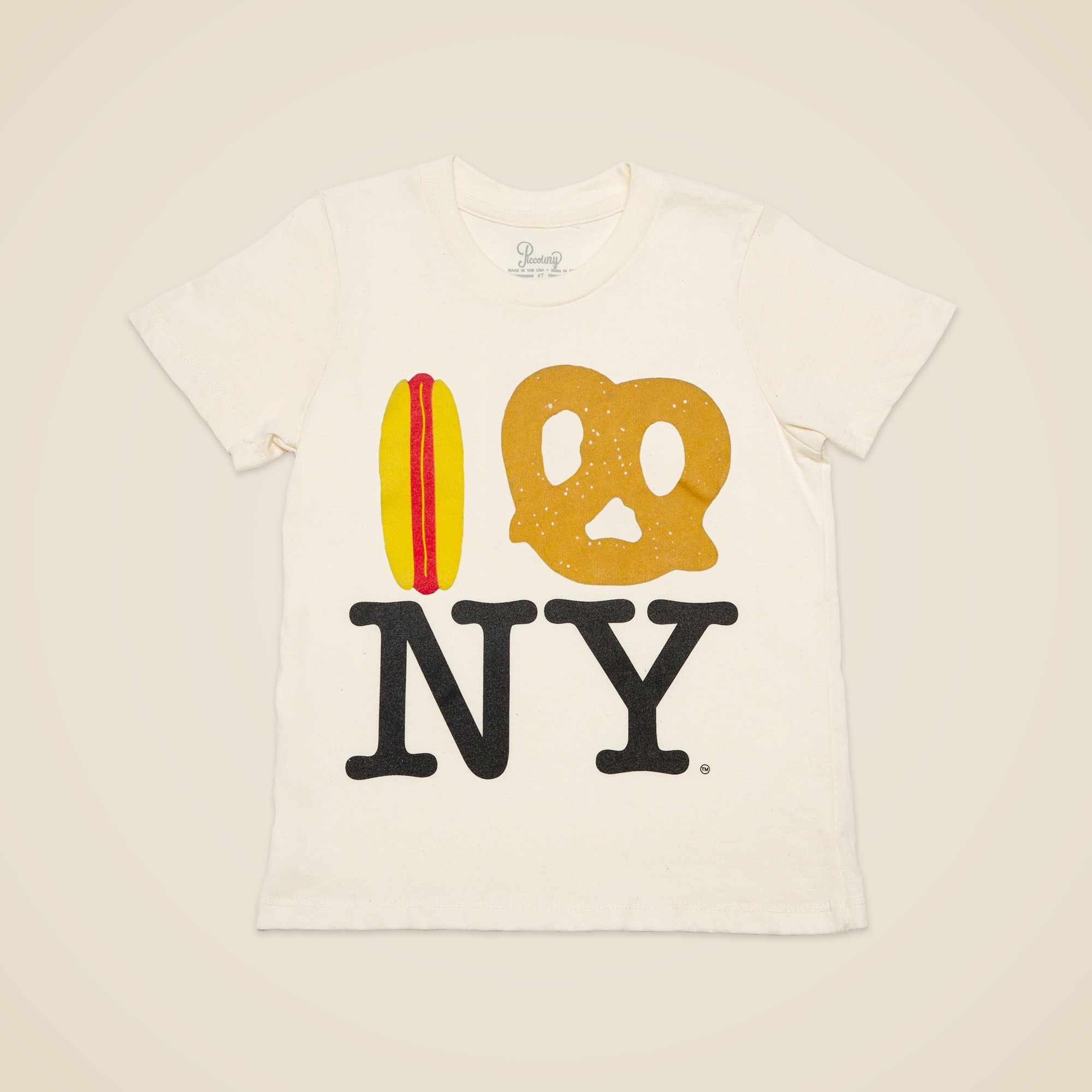 girls PiccoliNY hot-dog pretzel NY T-shirt