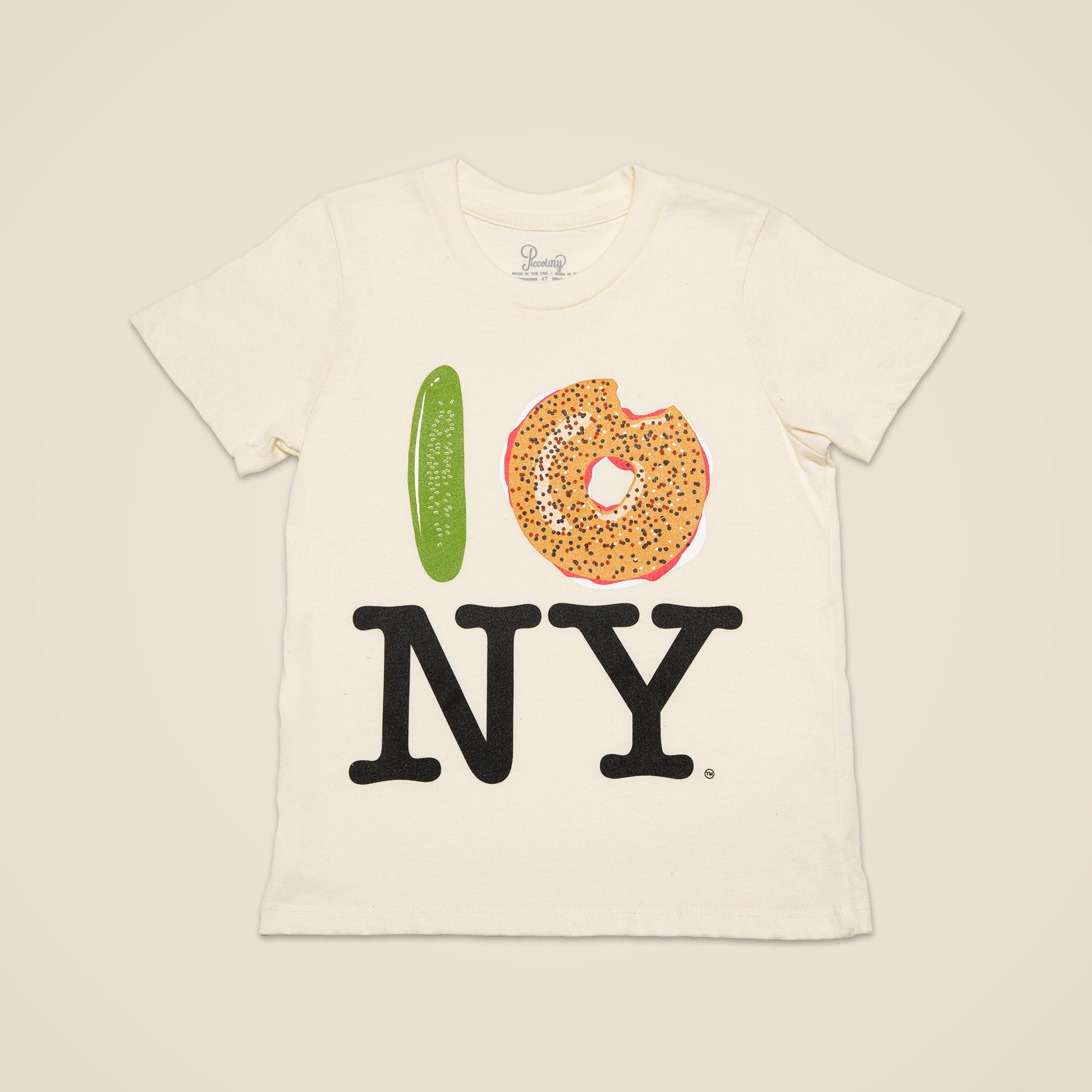 girls PiccoliNY pickle bagel NY T-shirt