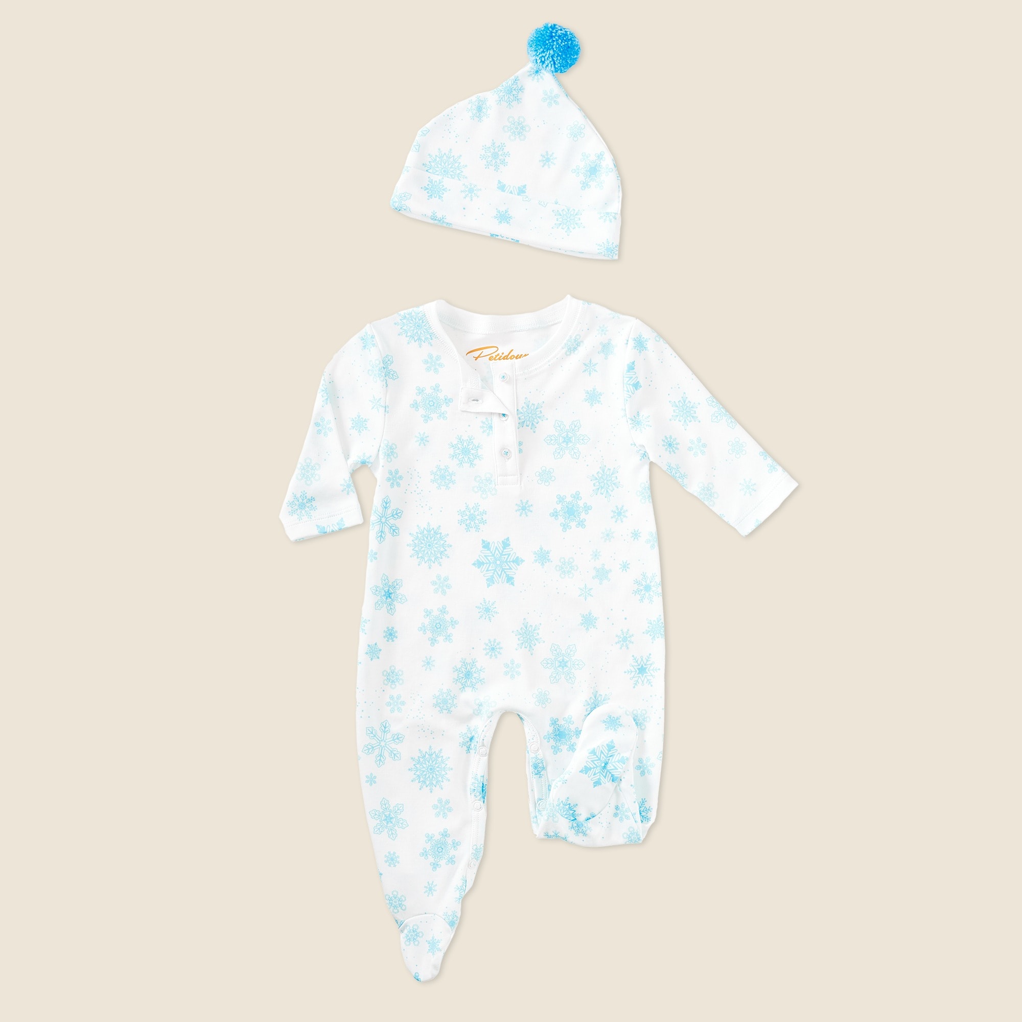 boys Petidoux babies' Pima cotton one-piece and matching hat set