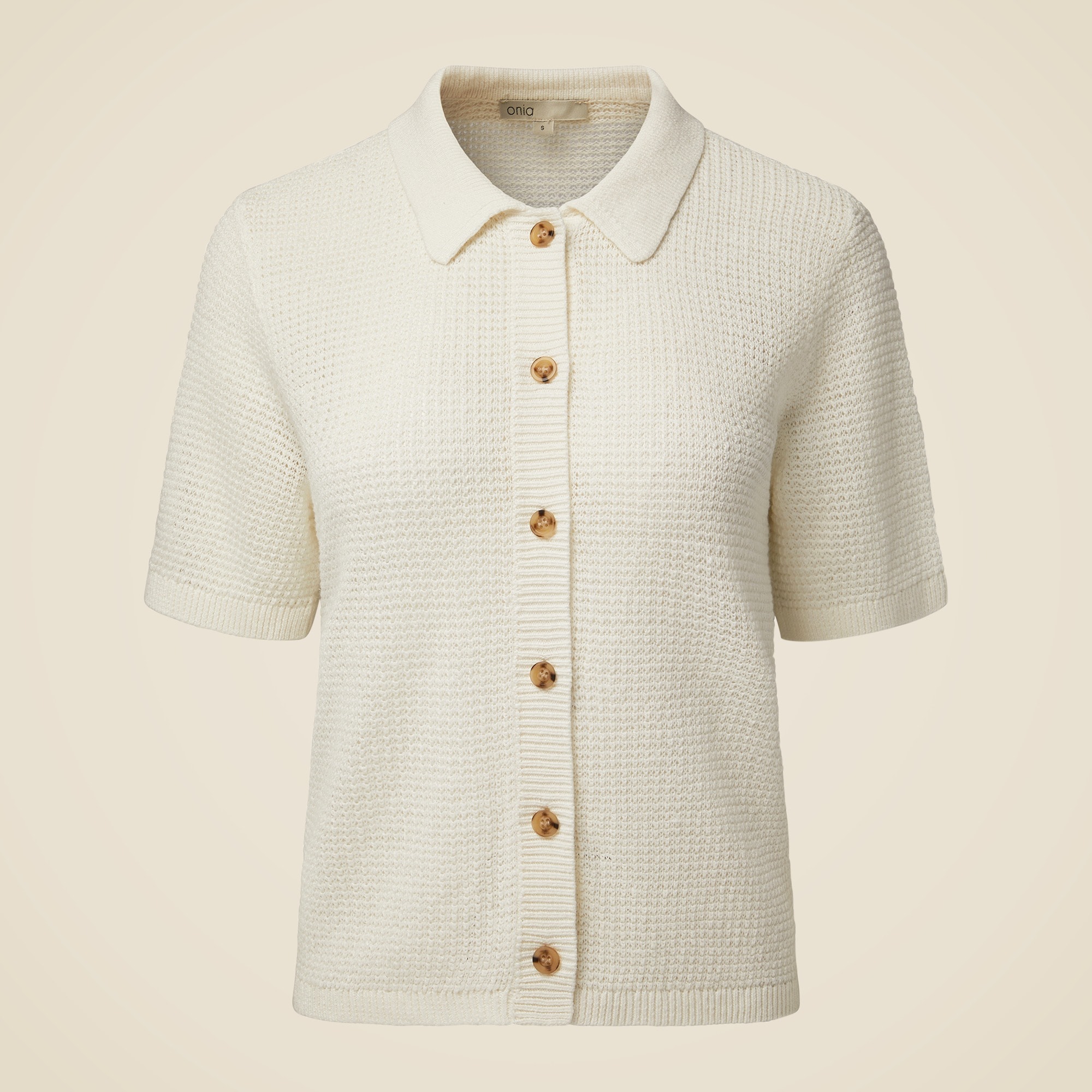 womens Onia linen knit button-up